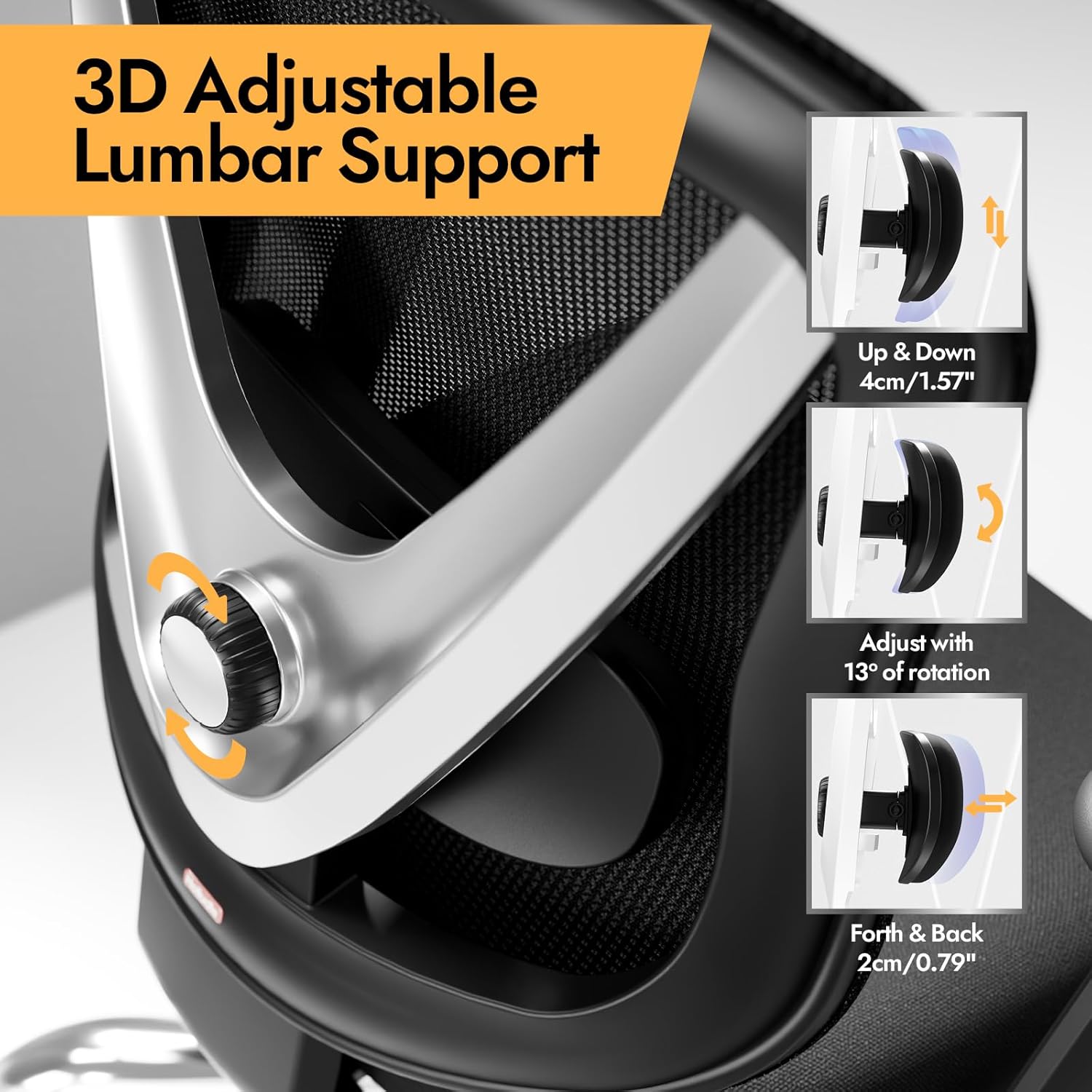 Holludle Sedia da Ufficio Ergonomica, Nera - immagine 3