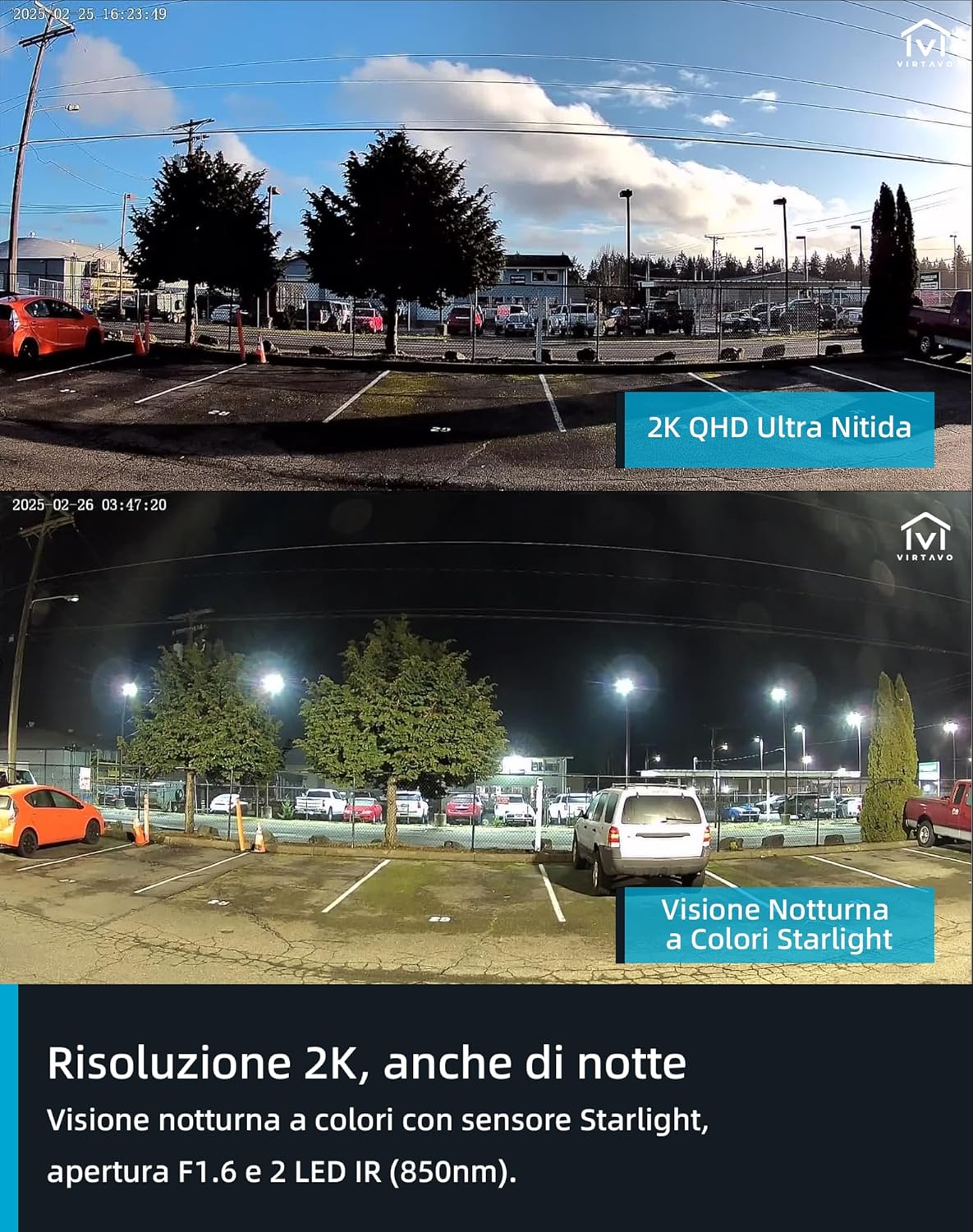 Virtavo 2K Telecamera WiFi Esterno/Interno a Batteria, 2Pz - immagine 2