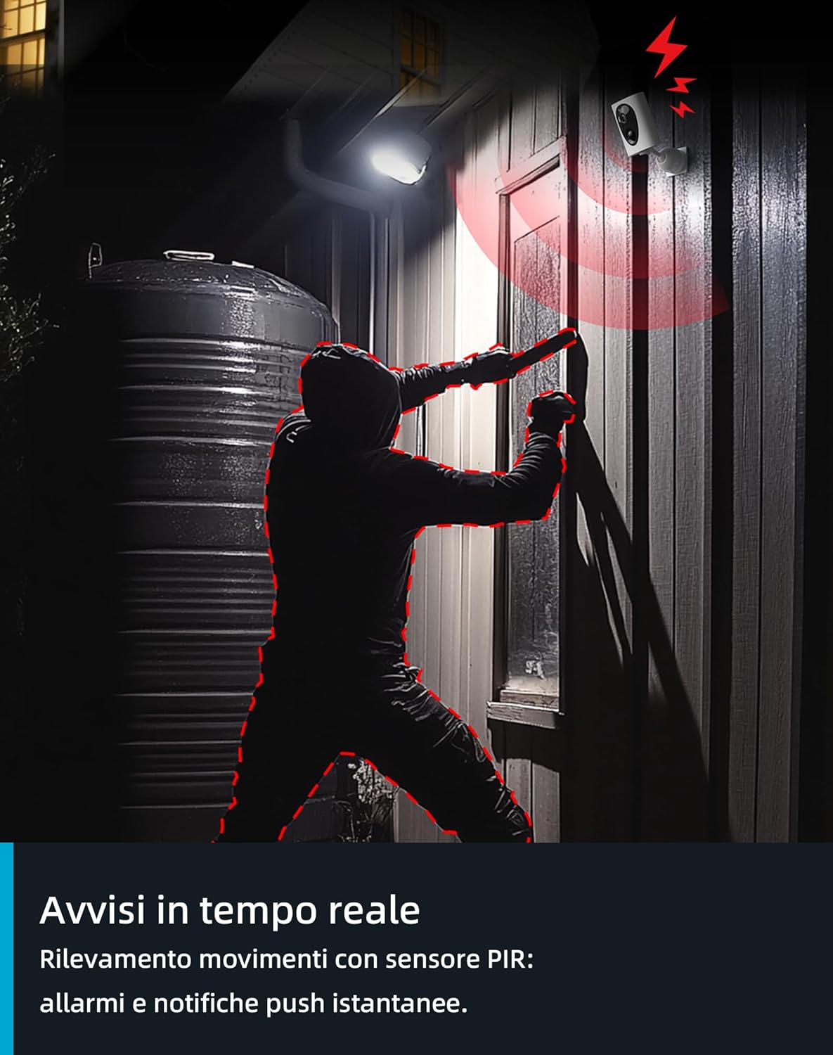 Virtavo 2K Telecamera WiFi Esterno/Interno a Batteria, 2Pz - immagine 5