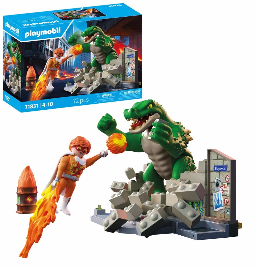 PLAYMOBIL Hero Showdown with Giant Lizard Set da Gioco