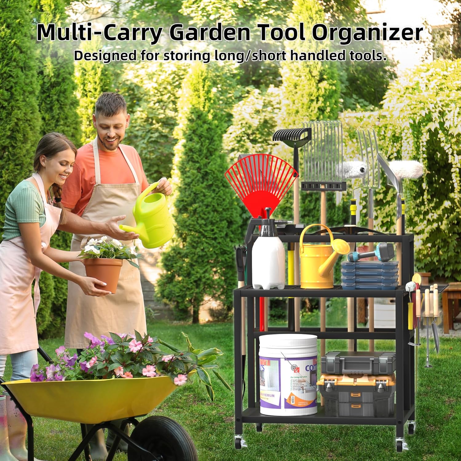 Anvuda Portautensili da Giardino Resistente 3 Ripiani - immagine 3