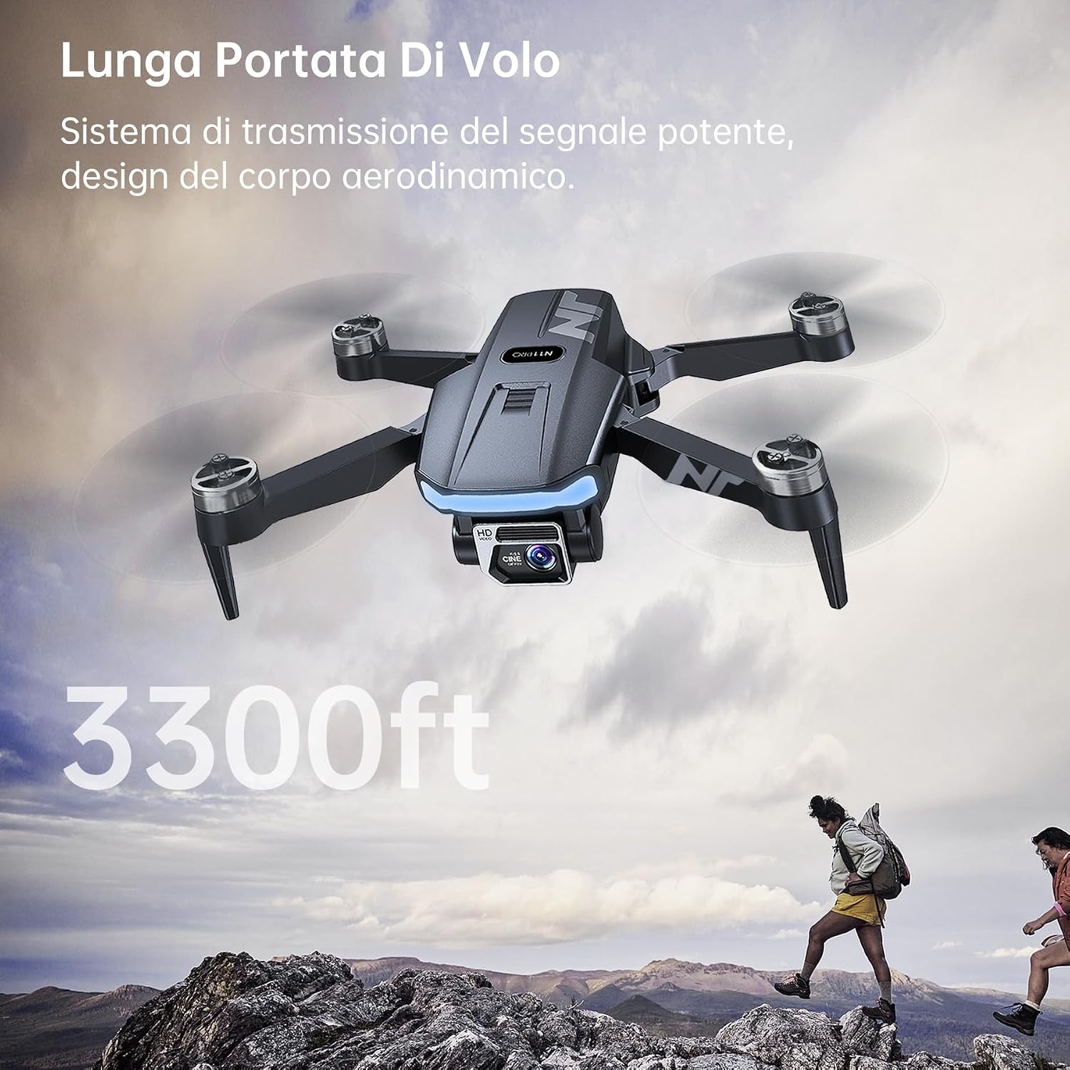 Drone GPS con Fotocamera 4K HD, 90 min Volo (3 Batterie), 1000m Lunga ...