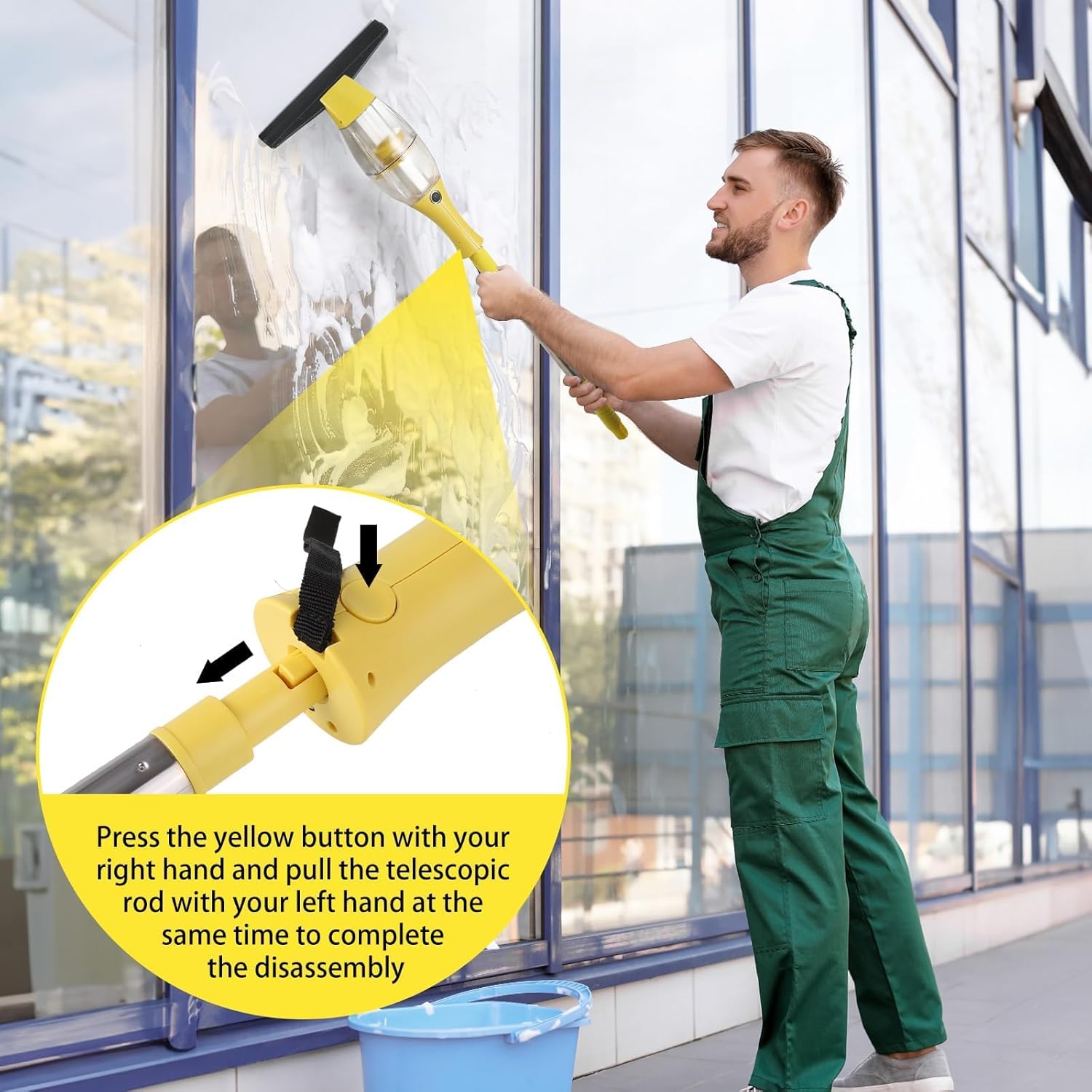 Aspiravetri a Batteria con Manico Telescopico, Giallo - immagine 4