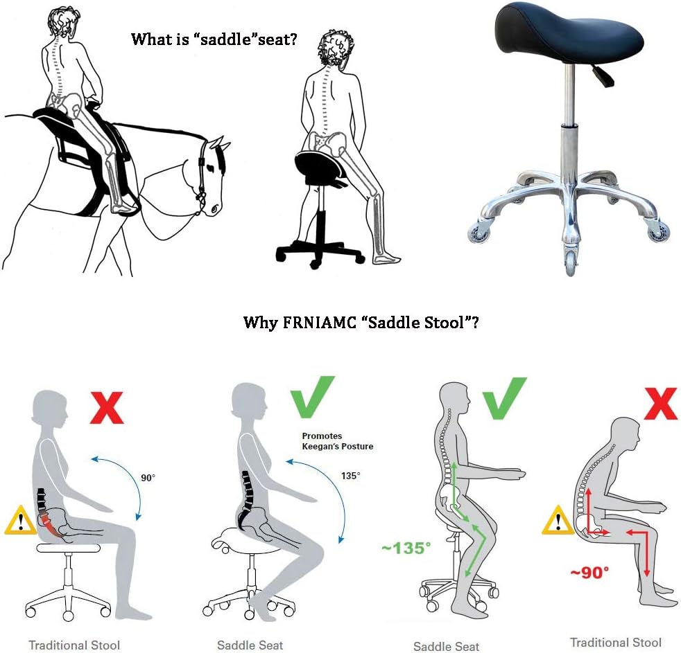 Frniamc Sgabello Professionale con Ruote, Nero - immagine 4