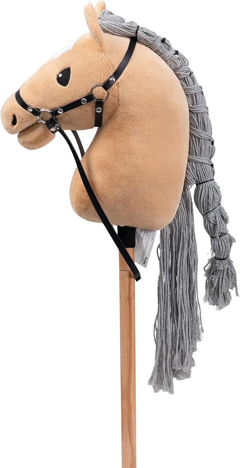BEJOY Cavallo a Dondolo in Legno e Peluche, Kaki - immagine 1