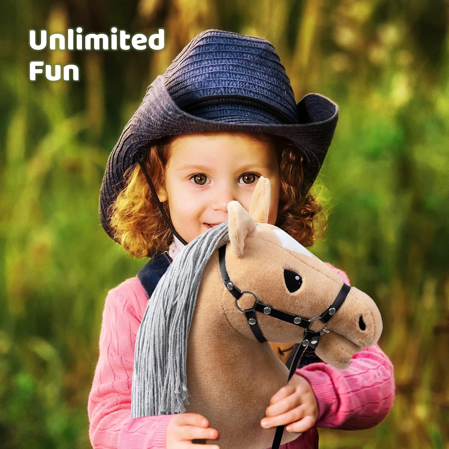 BEJOY Cavallo a Dondolo in Legno e Peluche, Kaki - immagine 3