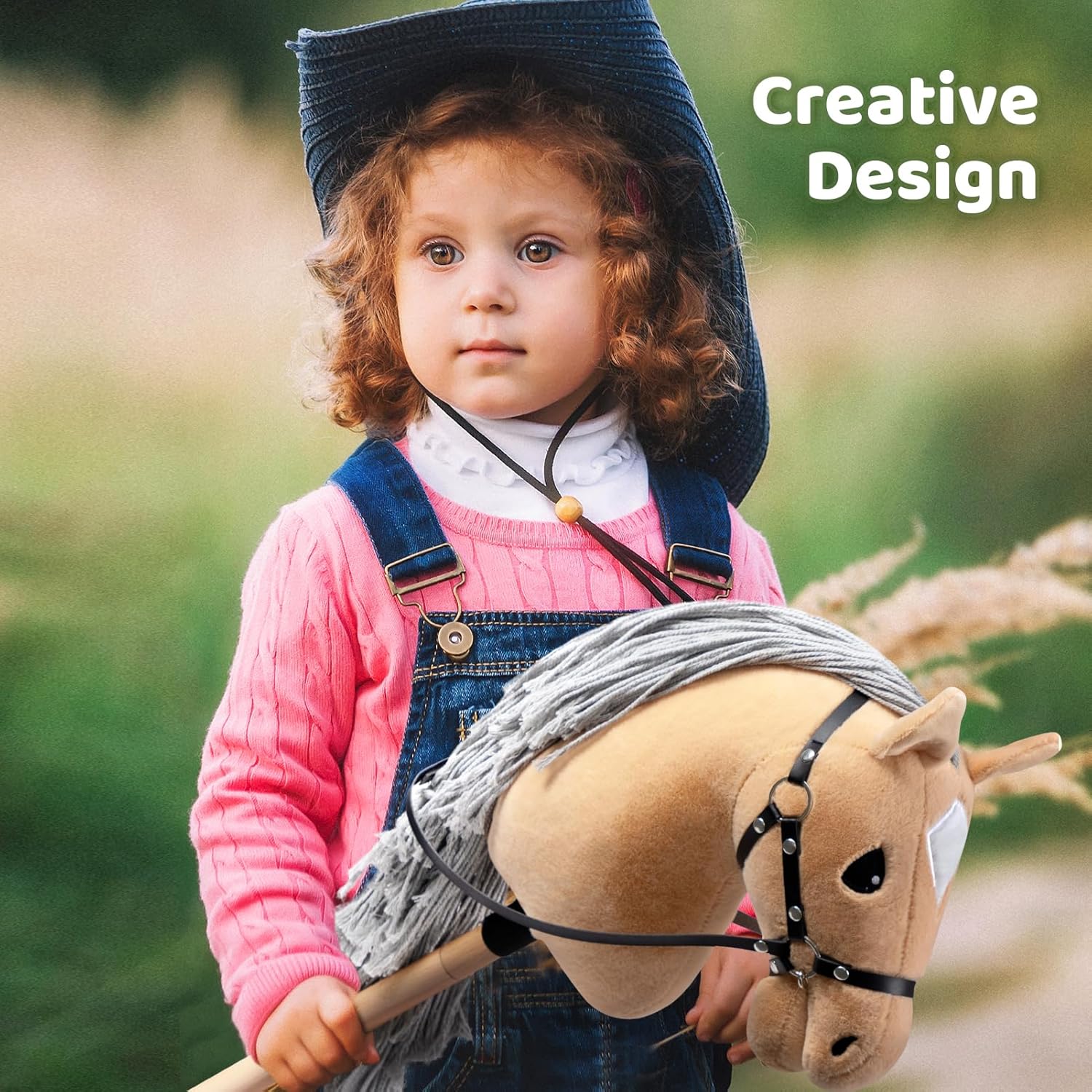 BEJOY Cavallo a Dondolo in Legno e Peluche, Kaki - immagine 4