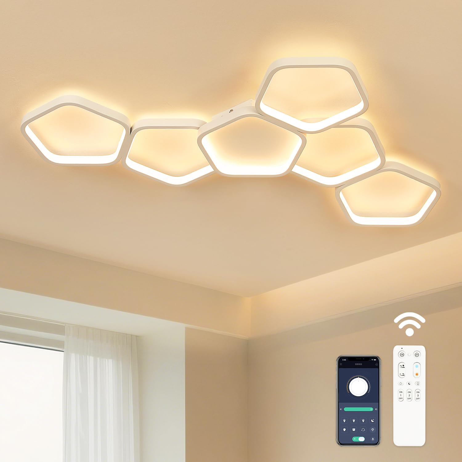 Kuwork Plafoniera LED Soffitto Dimmerabile 58W