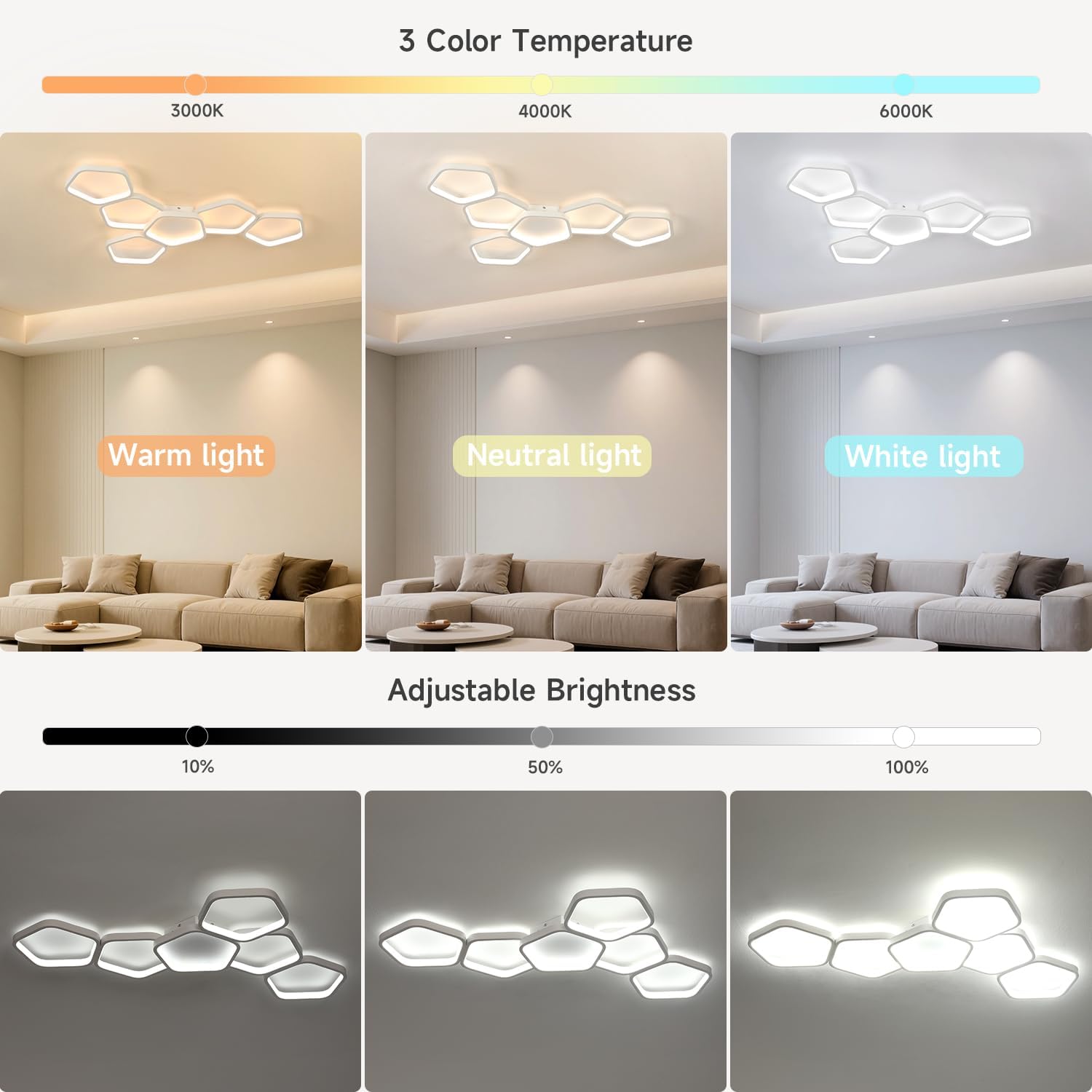 Kuwork Plafoniera LED Soffitto Dimmerabile 58W - immagine 4