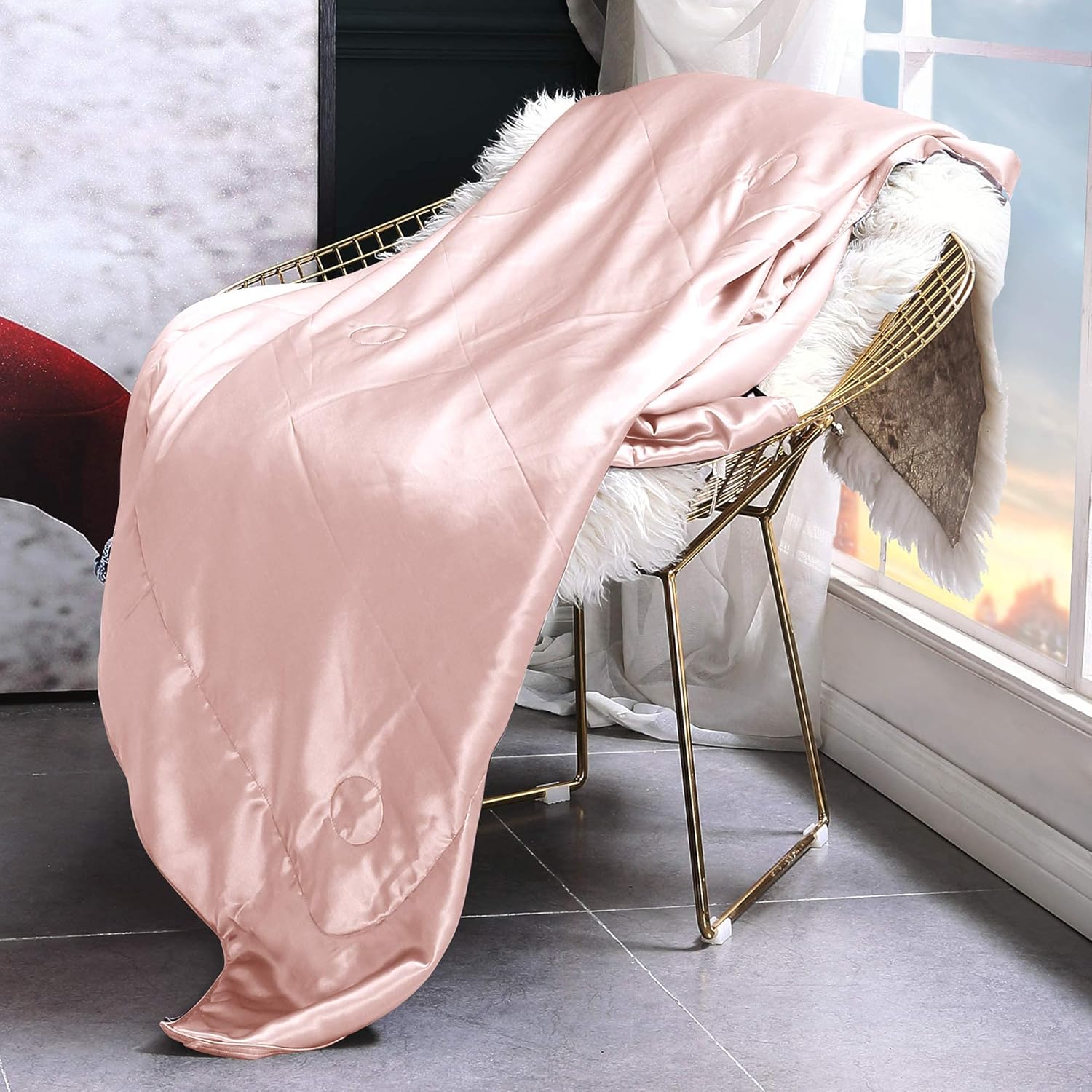 Thxsilk - Coperta Morbida 100% Seta di Gelso, Rosa - immagine 1