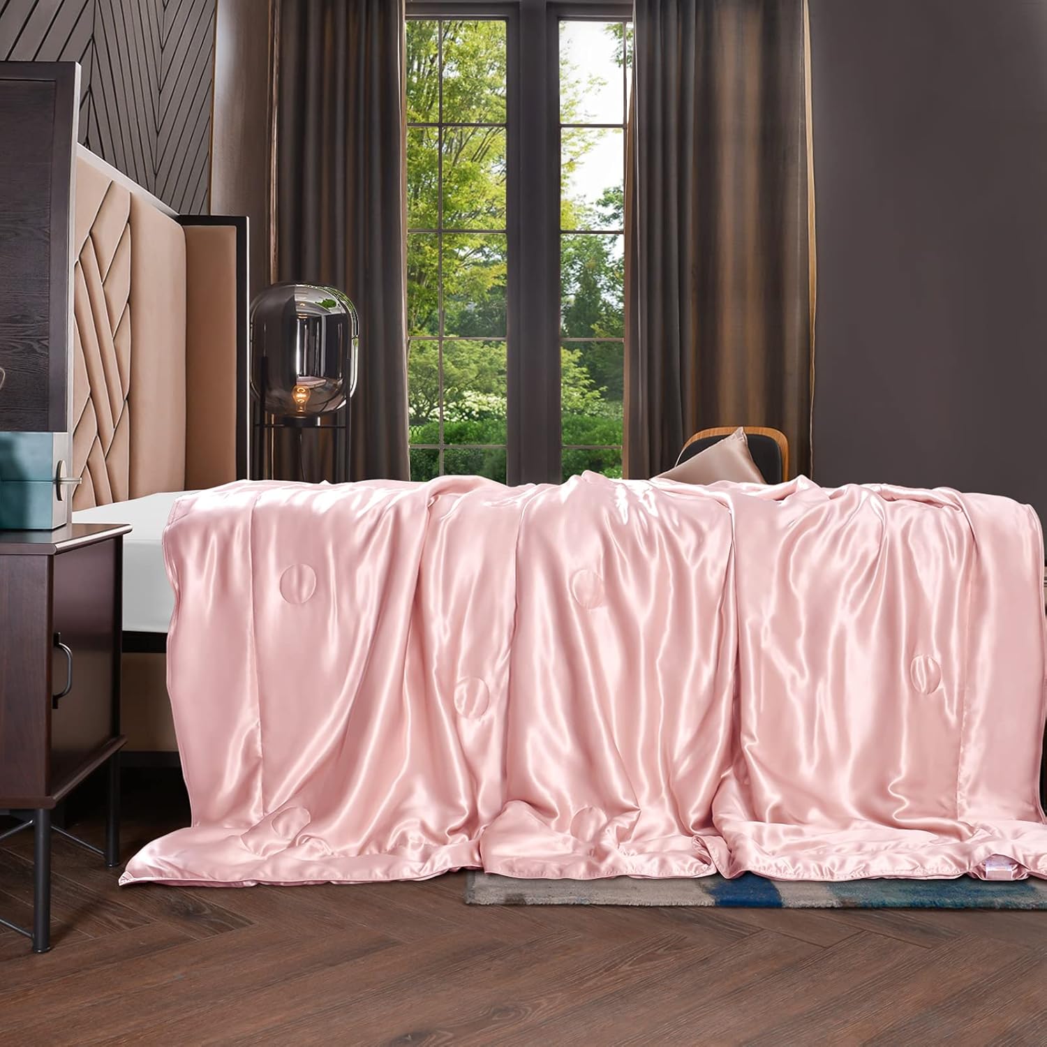 Thxsilk - Coperta Morbida 100% Seta di Gelso, Rosa - immagine 2