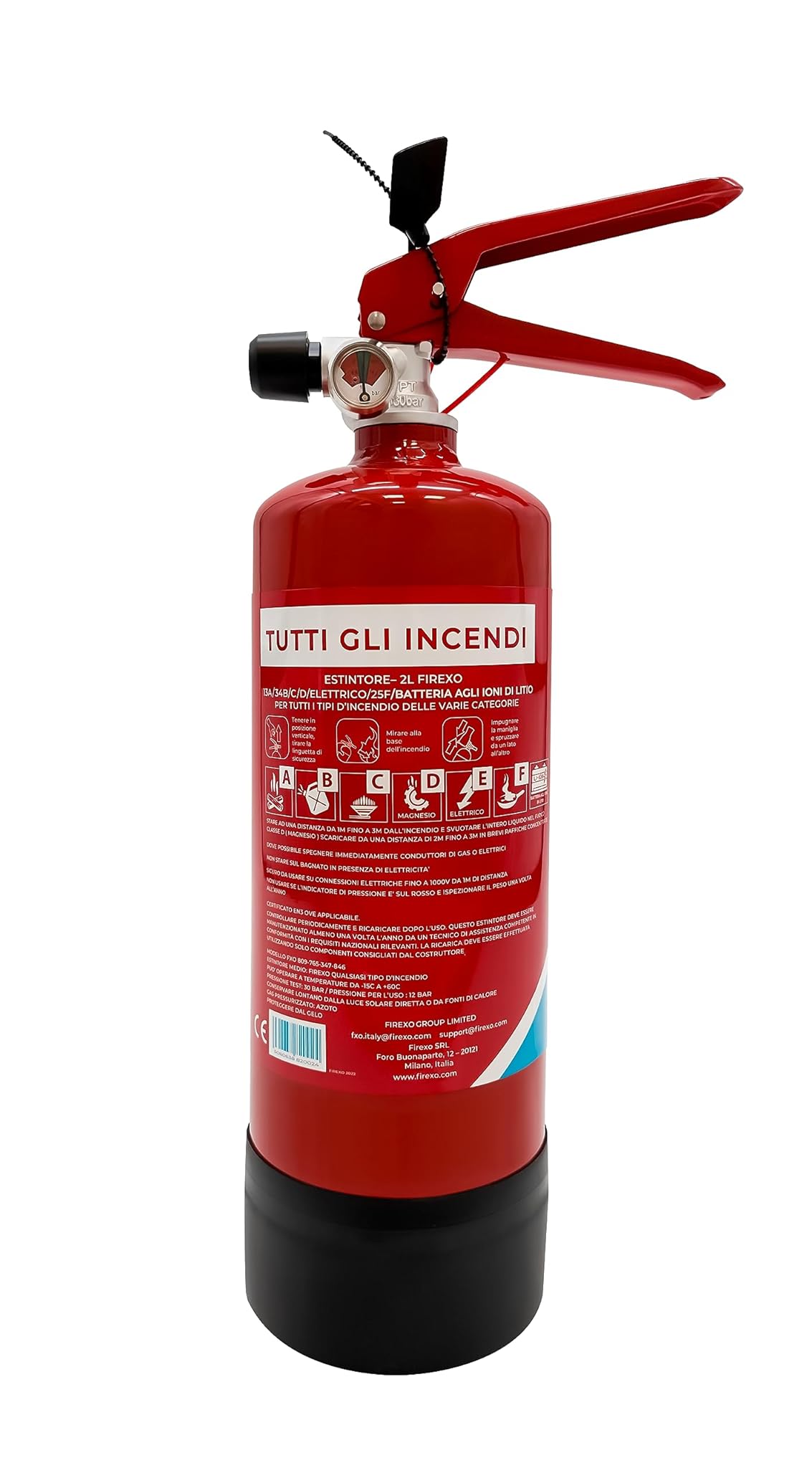 Firexo Estintore 2 Litri per Tutte le Classi di Fuoco