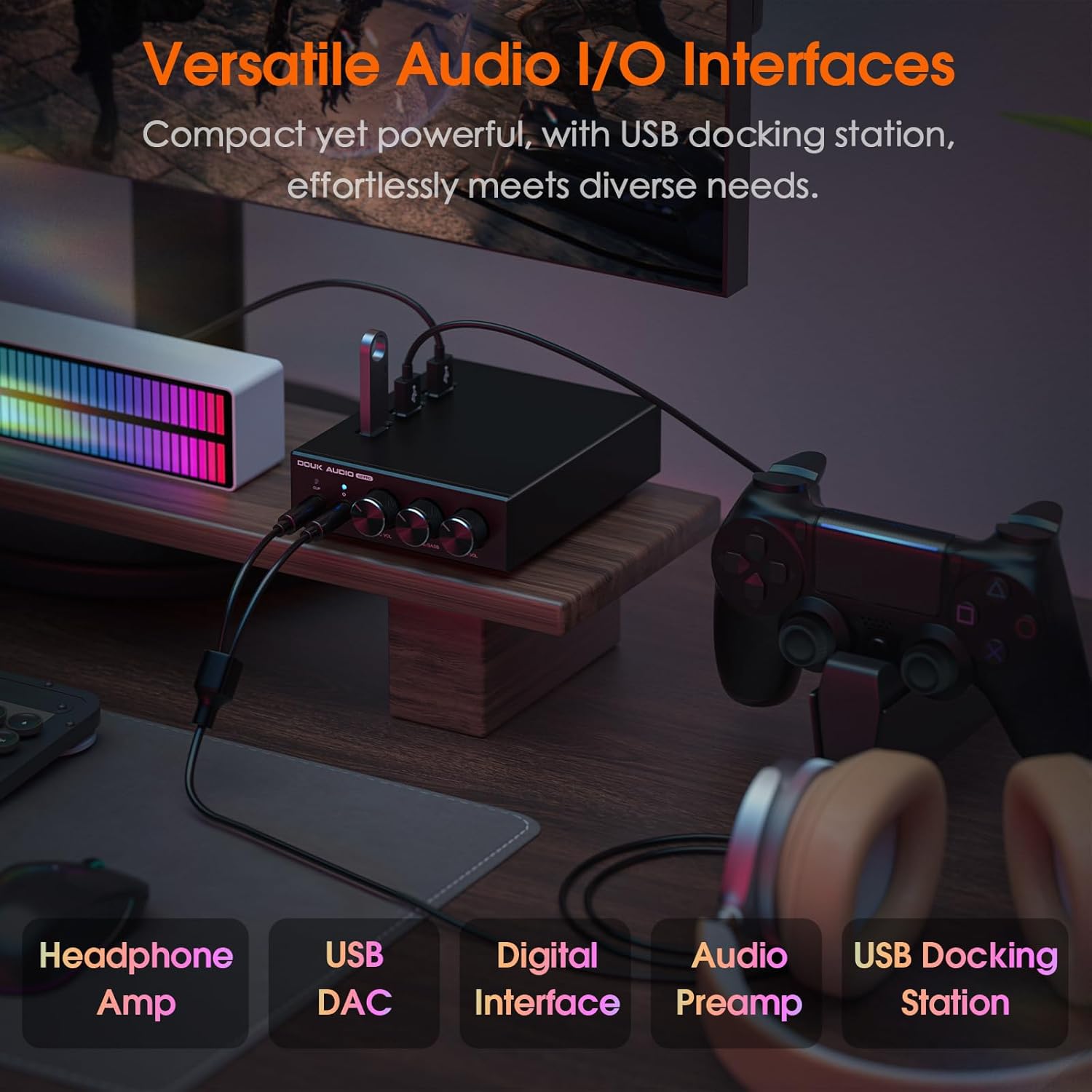 Douk Audio Q2 PRO PC Gaming DAC - Amplificatore Cuffie - immagine 4