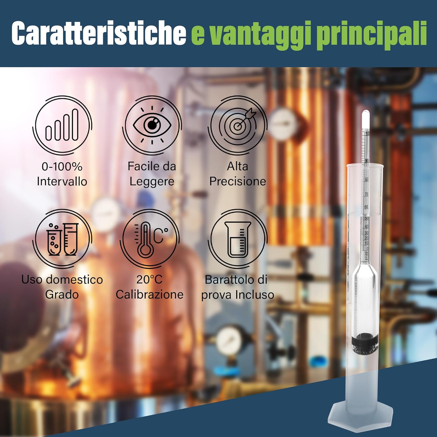 Alcolimetro per Alcol e Spiriti 0-100% - immagine 3