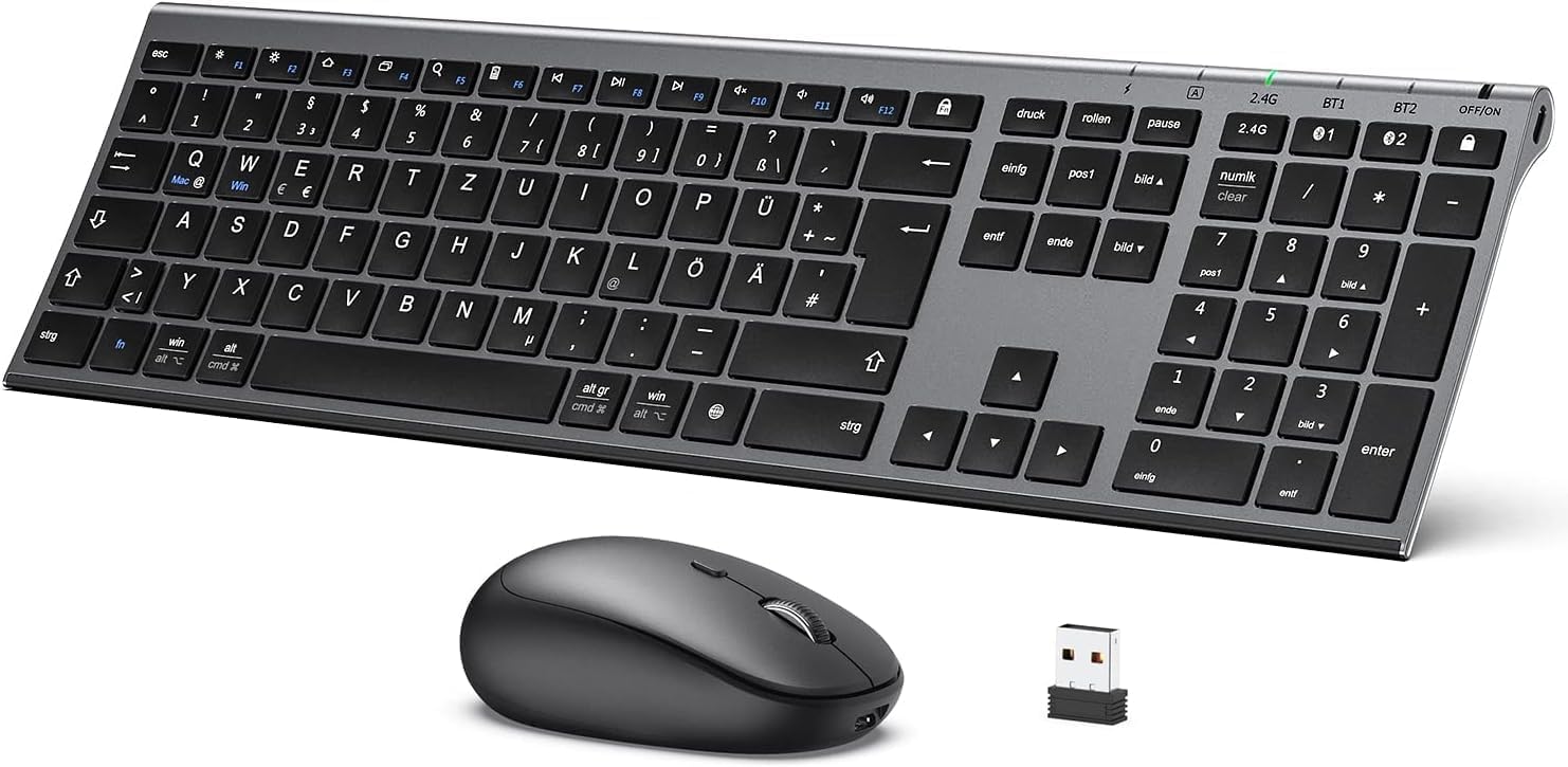 Iclever Tastiera e Mouse Bluetooth Doppia Modalità, QWERTZ - immagine 1