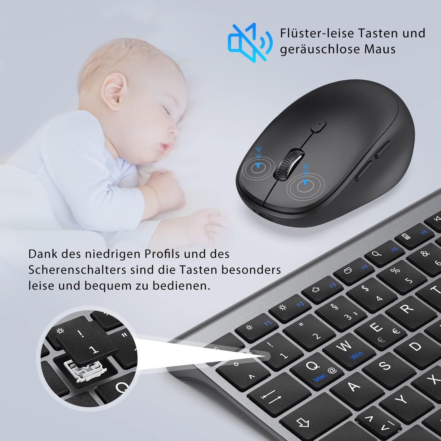 Iclever Tastiera e Mouse Bluetooth Doppia Modalità, QWERTZ - immagine 6