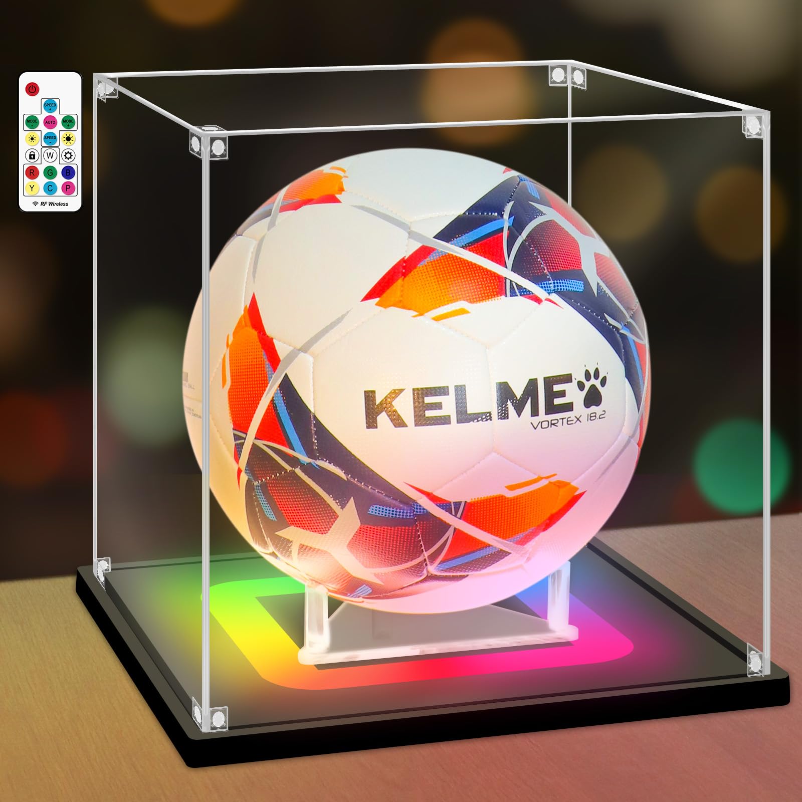 Nonemey Vetrina Pallone da Calcio con Luce 25x25x25 cm