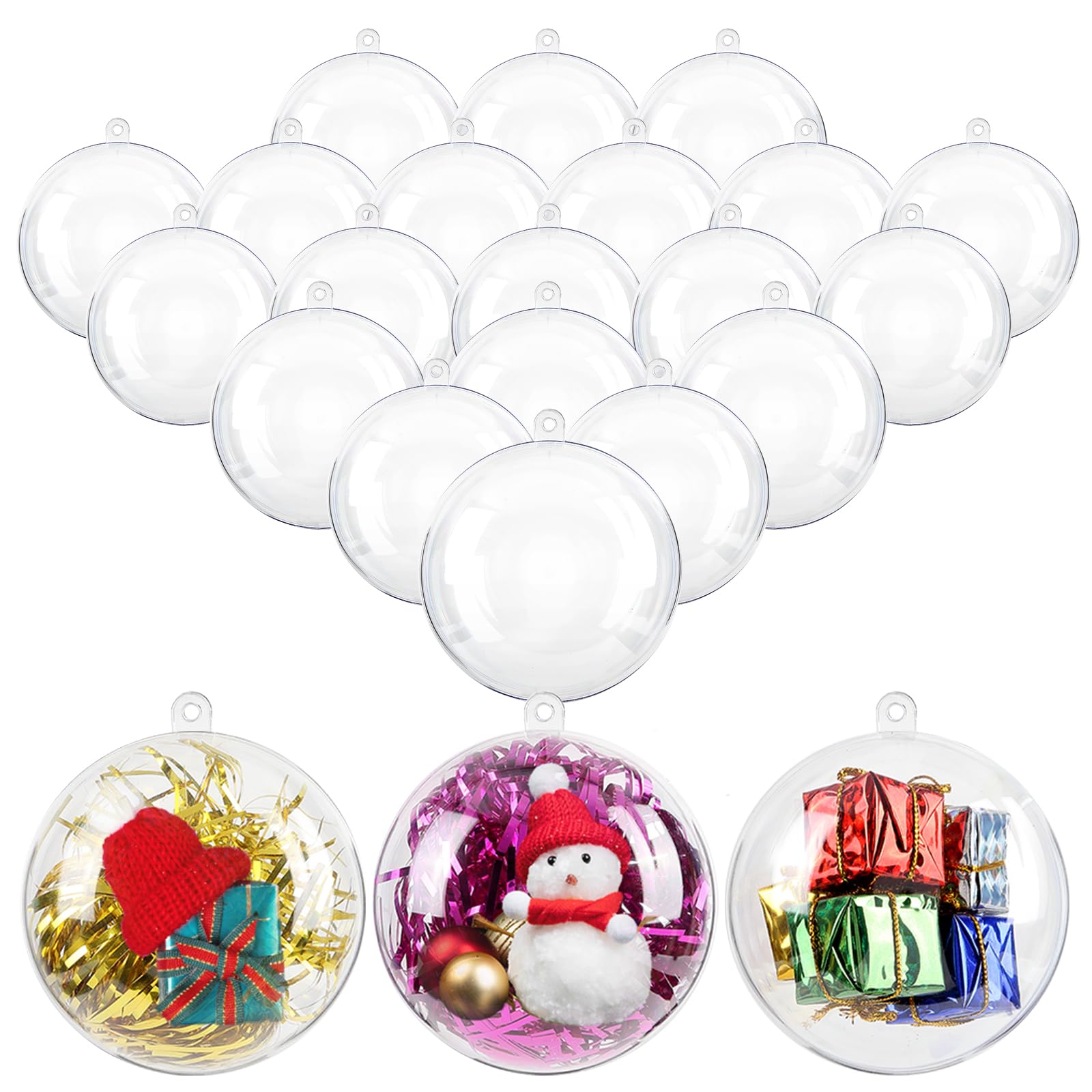 Uten 20 x Palla Trasparente plastica Palla di Natale Ornamentale per Decorare Alberi di Natale (8 cm)