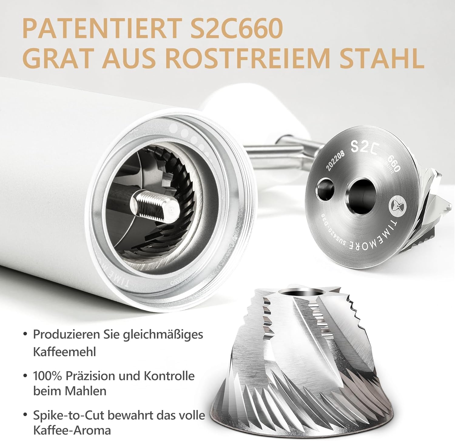 Timemore Chestnut C3s PRO - Macinacaffè Manuale, Bianco - immagine 2