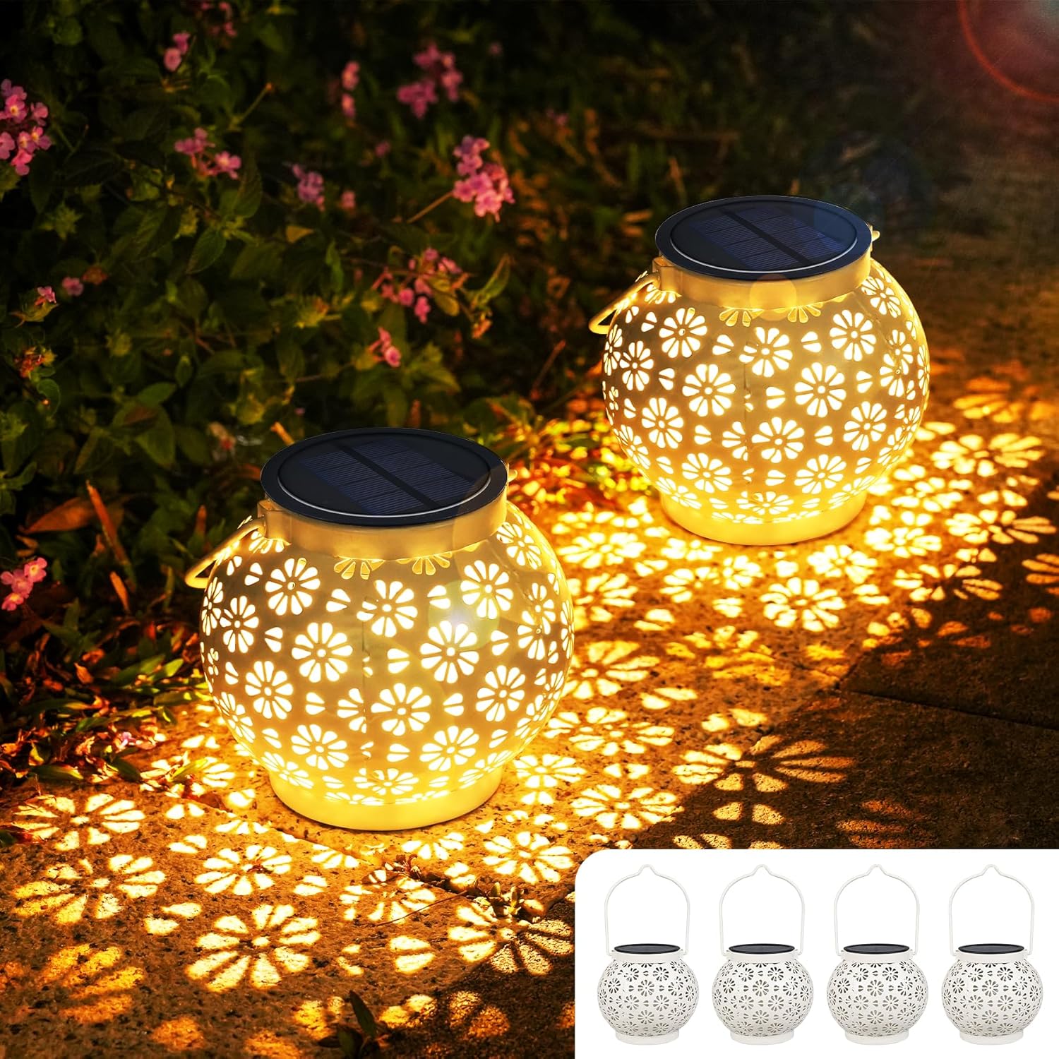 Lanterne Solari per Esterni IP65 in Metallo (4 pz) - immagine 1