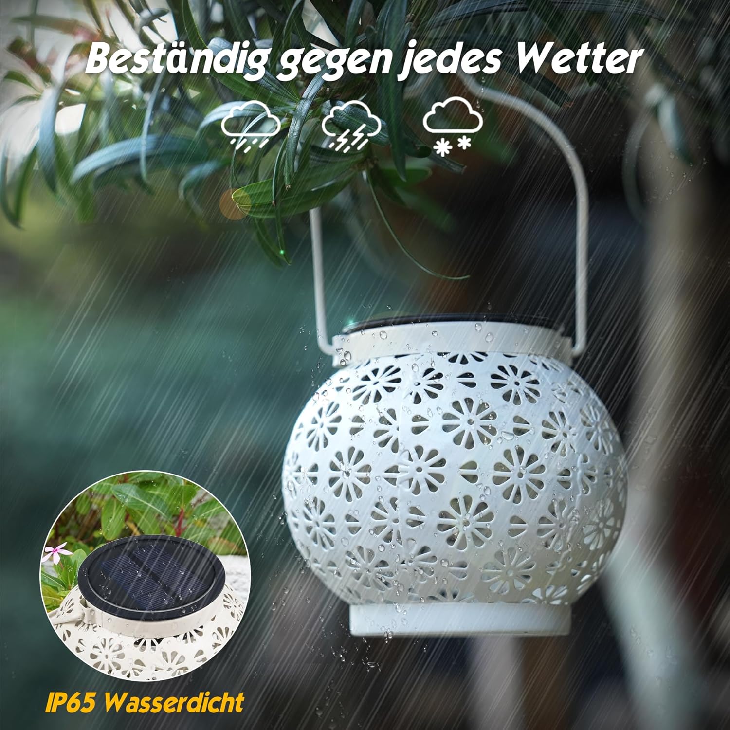 Lanterne Solari per Esterni IP65 in Metallo (4 pz) - immagine 6