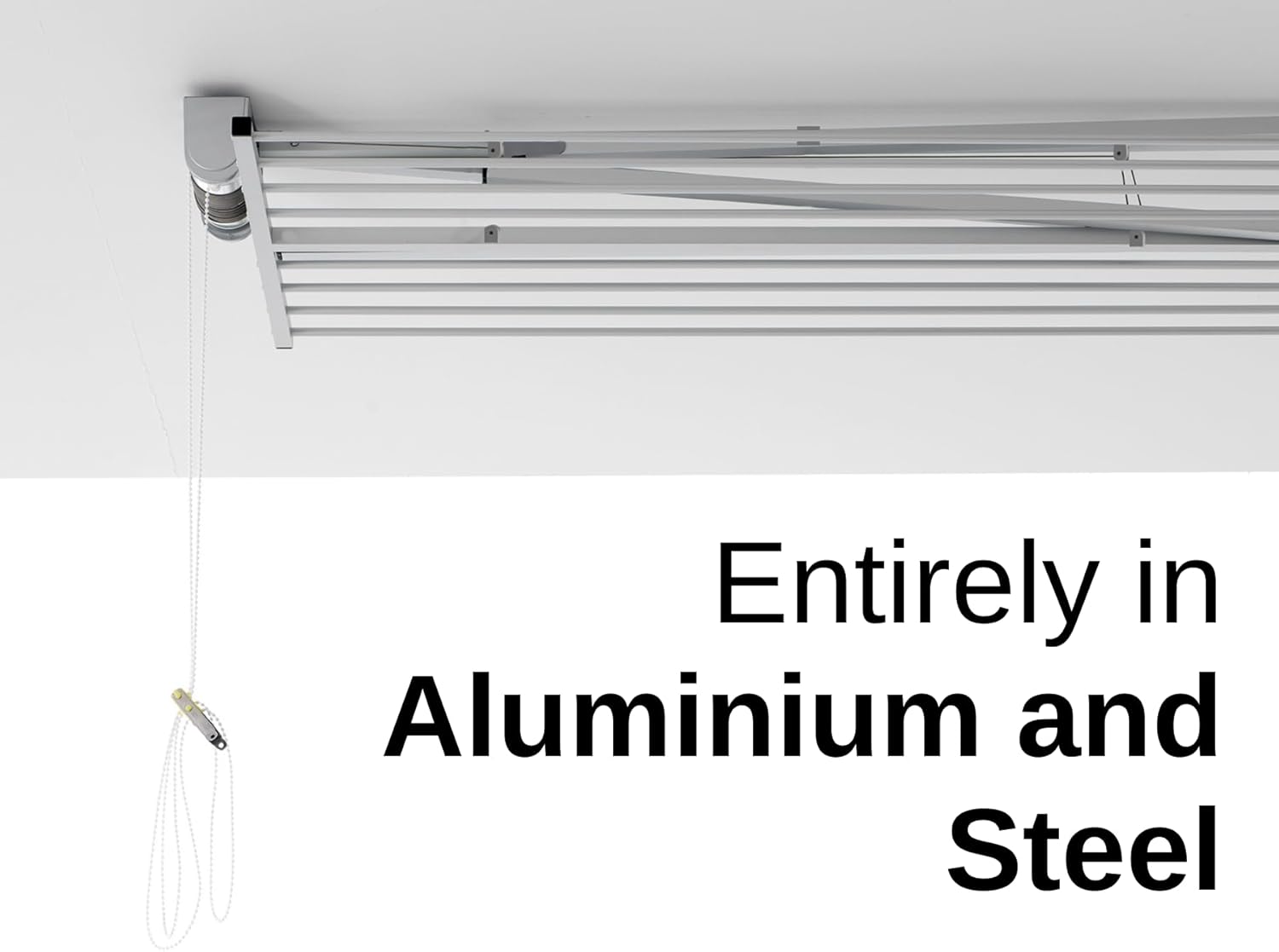 Foxydry Mini Stendibiancheria a Soffitto Manuale 120cm, Bianco - immagine 3