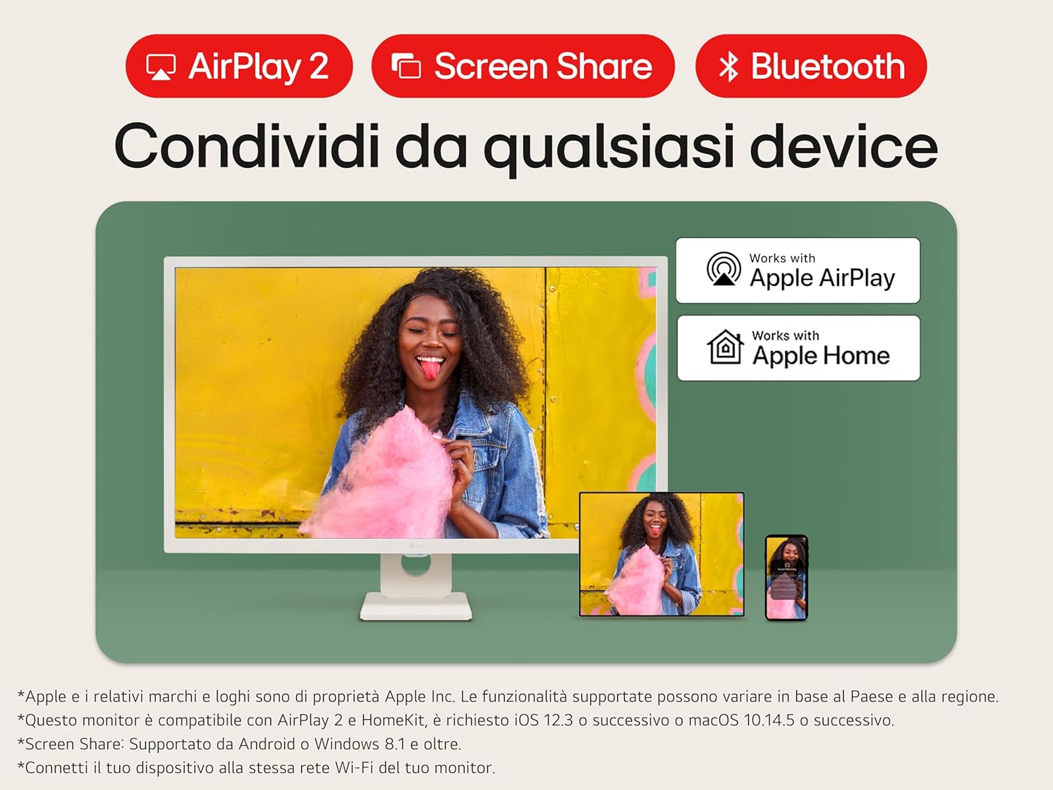 Lg 32SR50F Smart Monitor 32" Full HD LED IPS, Bianco - immagine 6