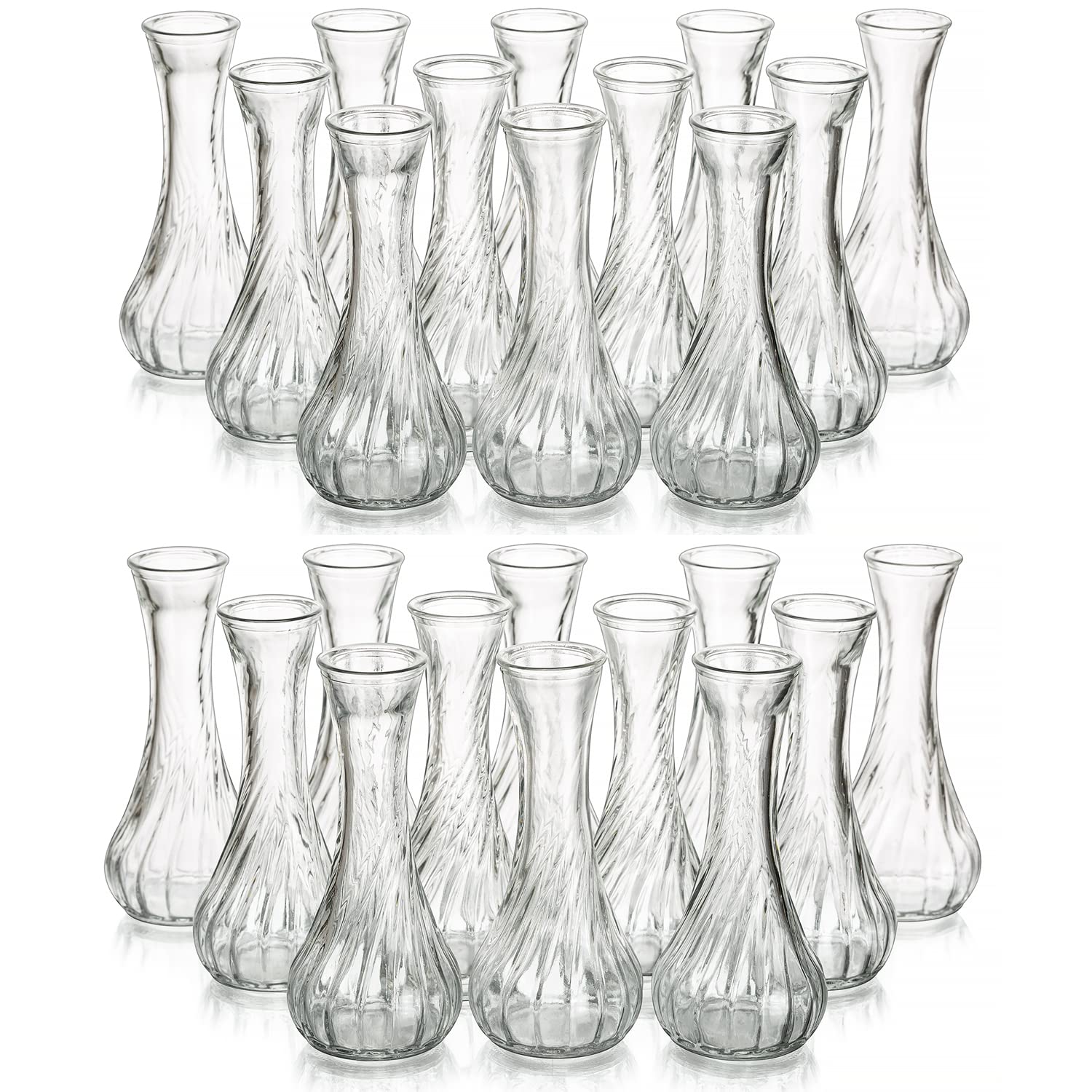 Hewory Set 24 Mini Vasi in Vetro a Coste per Fiori