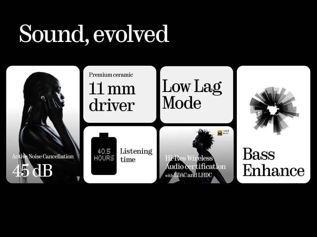 Nothing Ear - Cuffie Bluetooth ANC Hi-Res, Nero - immagine 3