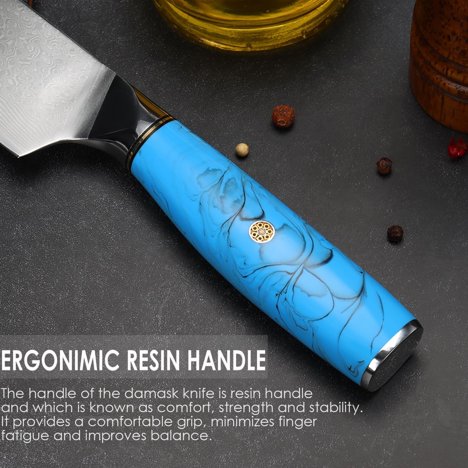 Coltello da Chef Damascato 19,5cm VG-10 - immagine 6