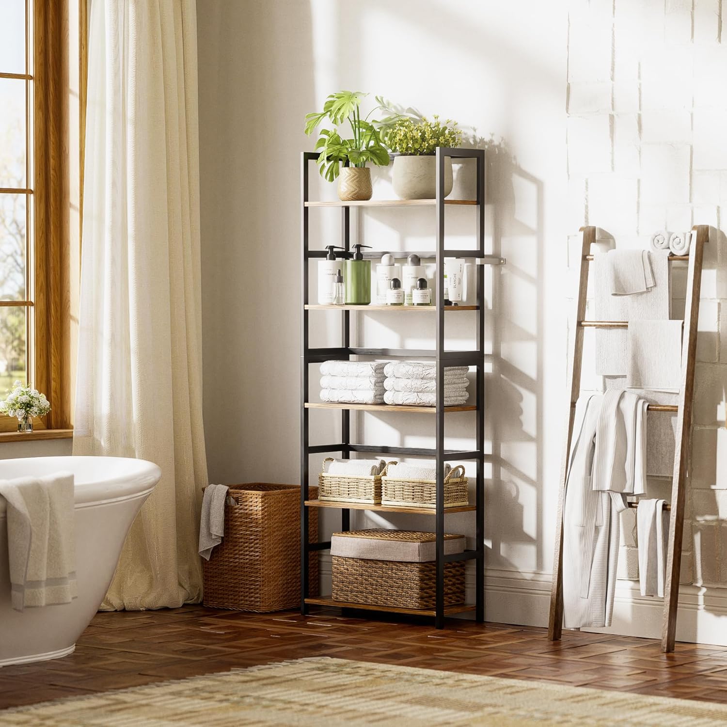 Libreria Industriale a 5 Livelli, Marrone Rustico - immagine 5