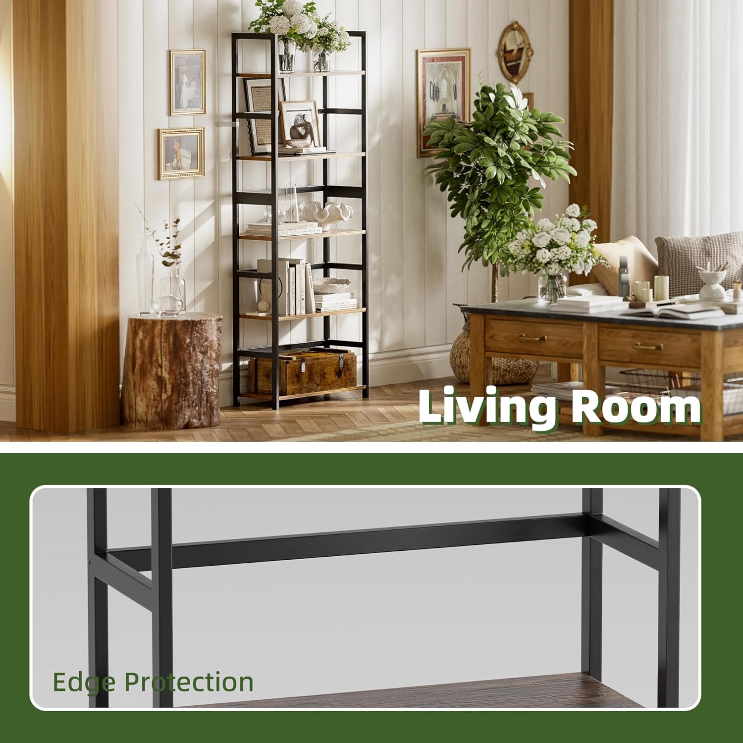 Libreria Industriale a 5 Livelli, Marrone Rustico - immagine 6