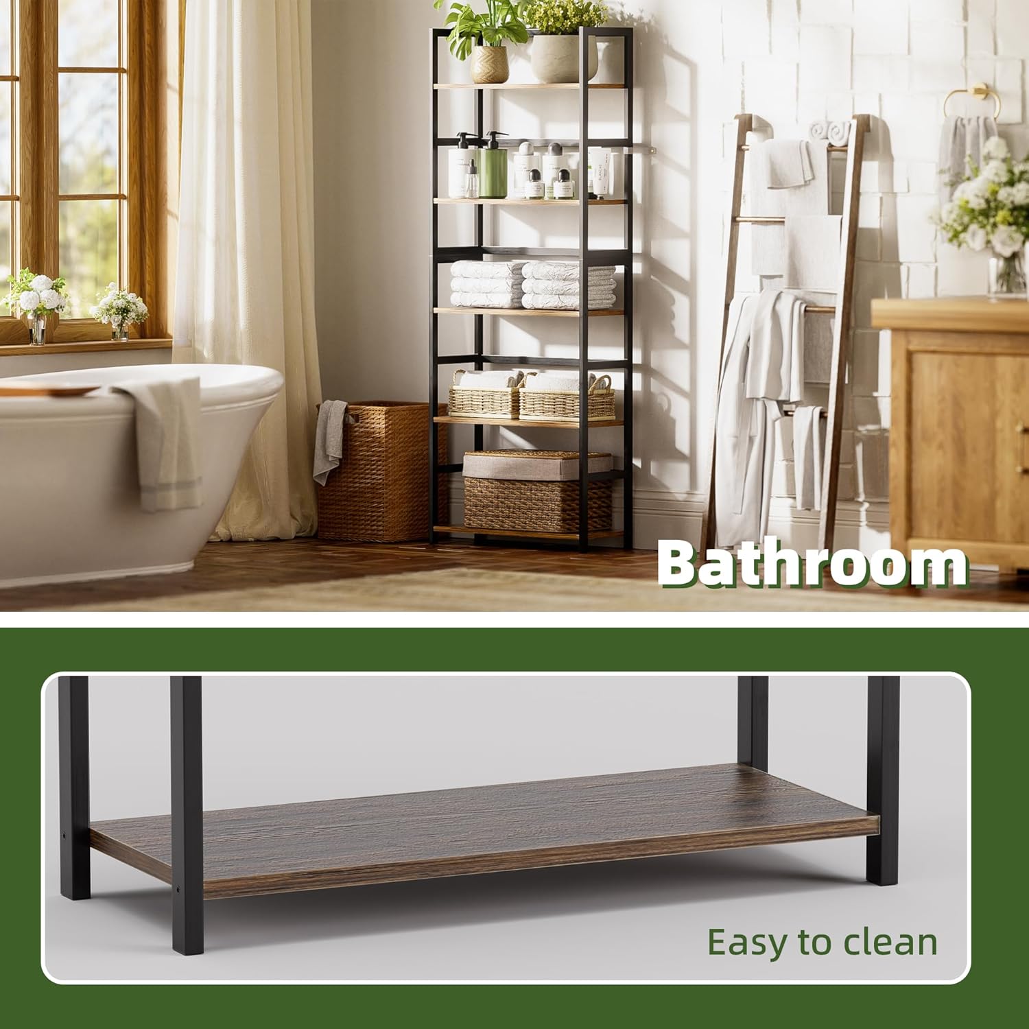 Libreria Industriale a 5 Livelli, Marrone Rustico - immagine 7