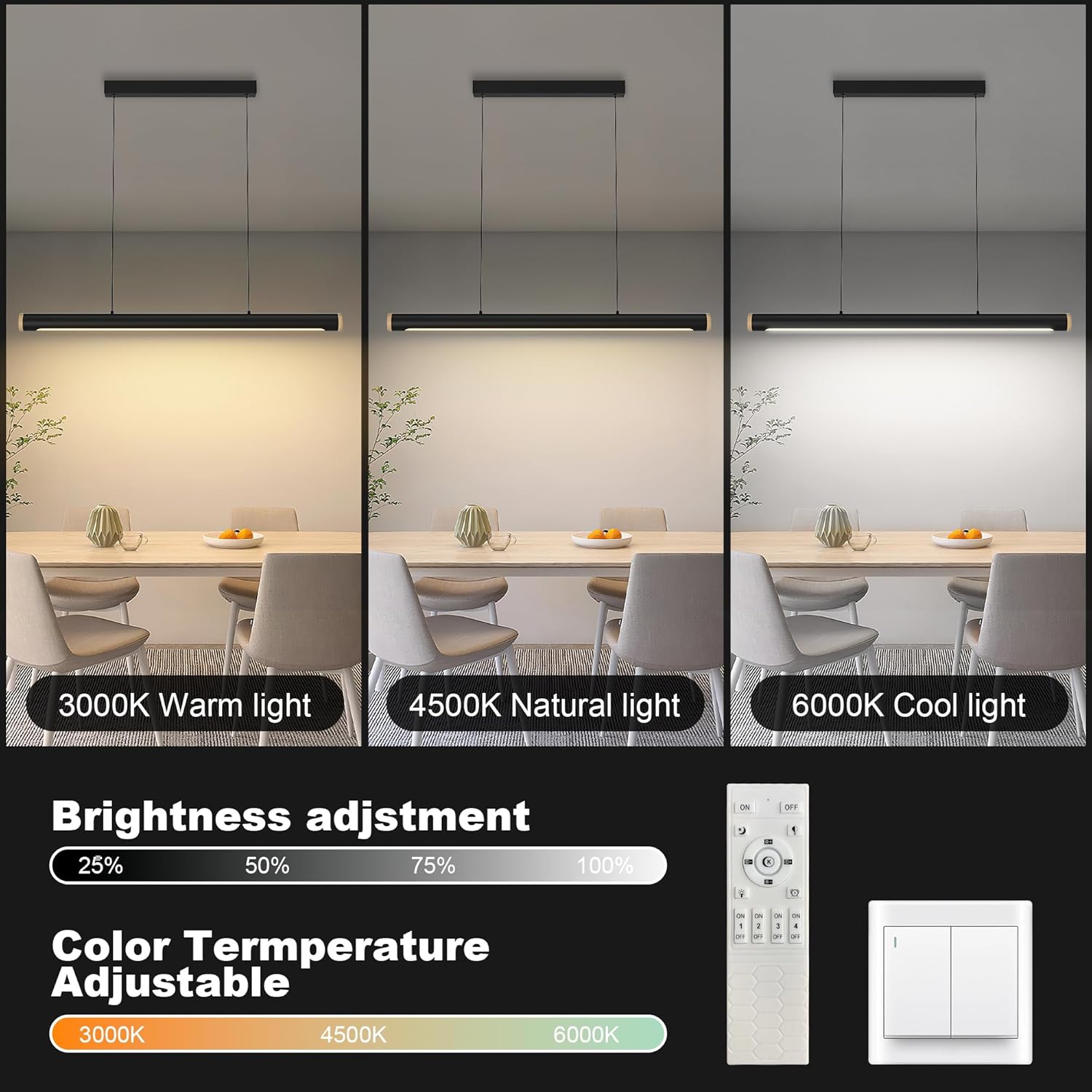 Lampada a Sospensione Moderna Dimmerabile 80CM Nera - immagine 2