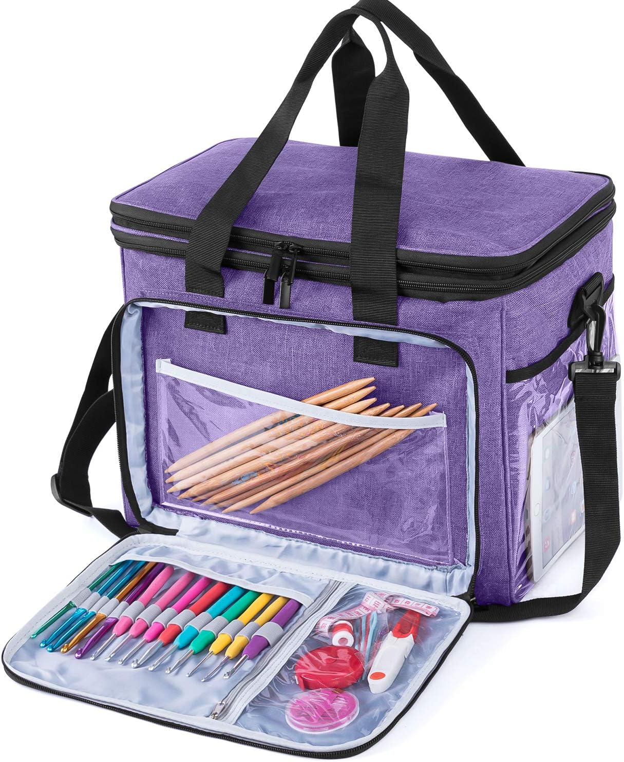 Teamoy Custodia per Filati - Borsa a Maglia Grande Viola - immagine 4