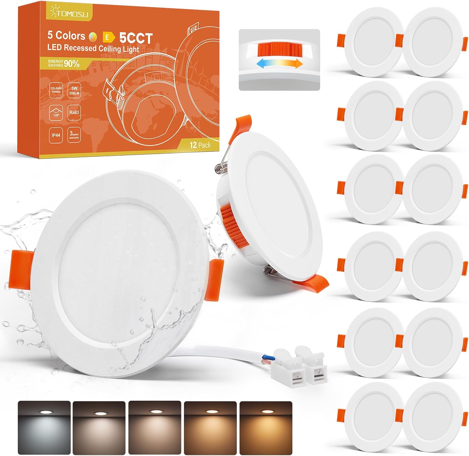 Tomosu Kit 12 Faretti LED da Incasso 5W 5CCT - immagine 1