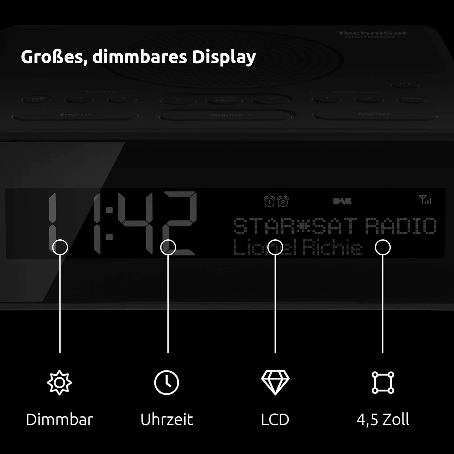 Technisat DIGITRADIO 51 - Radiosveglia DAB+, Nero - immagine 4