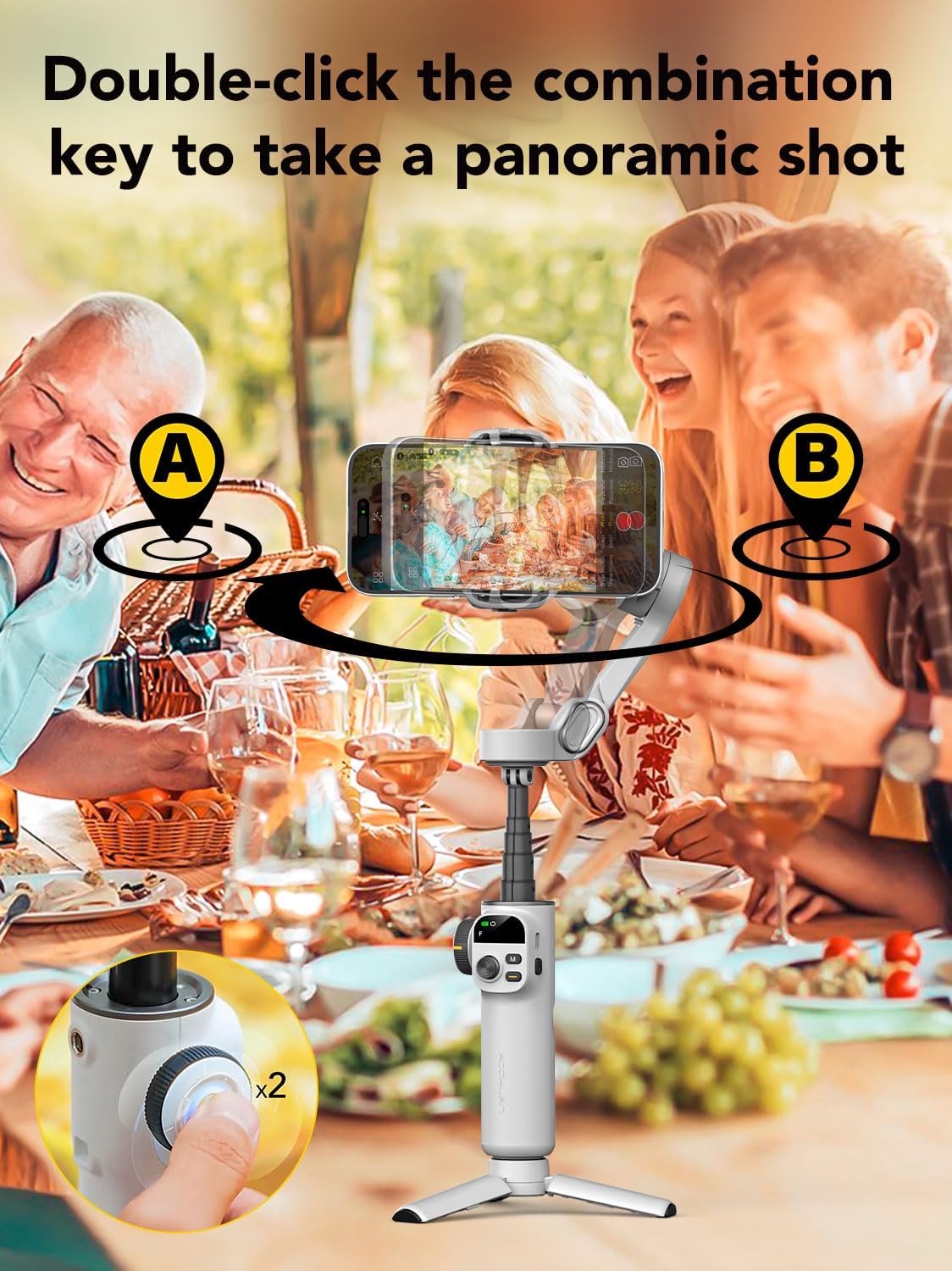 Aochuan Smart X2 Gimbal Stabilizzatore 3 Assi, Bianco - immagine 6