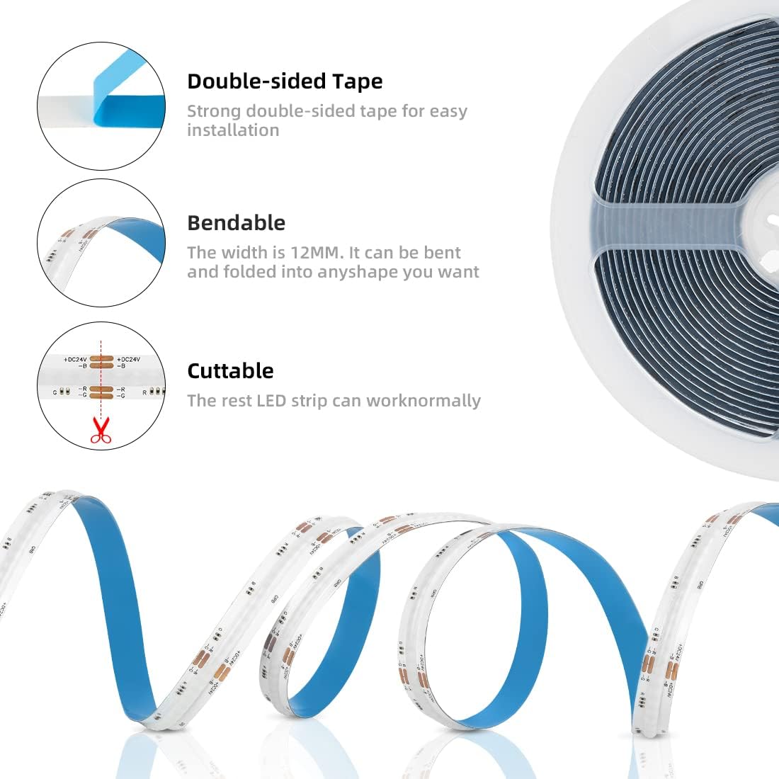 Btf-lighting FCOB COB RGB Striscia LED 5m - immagine 4