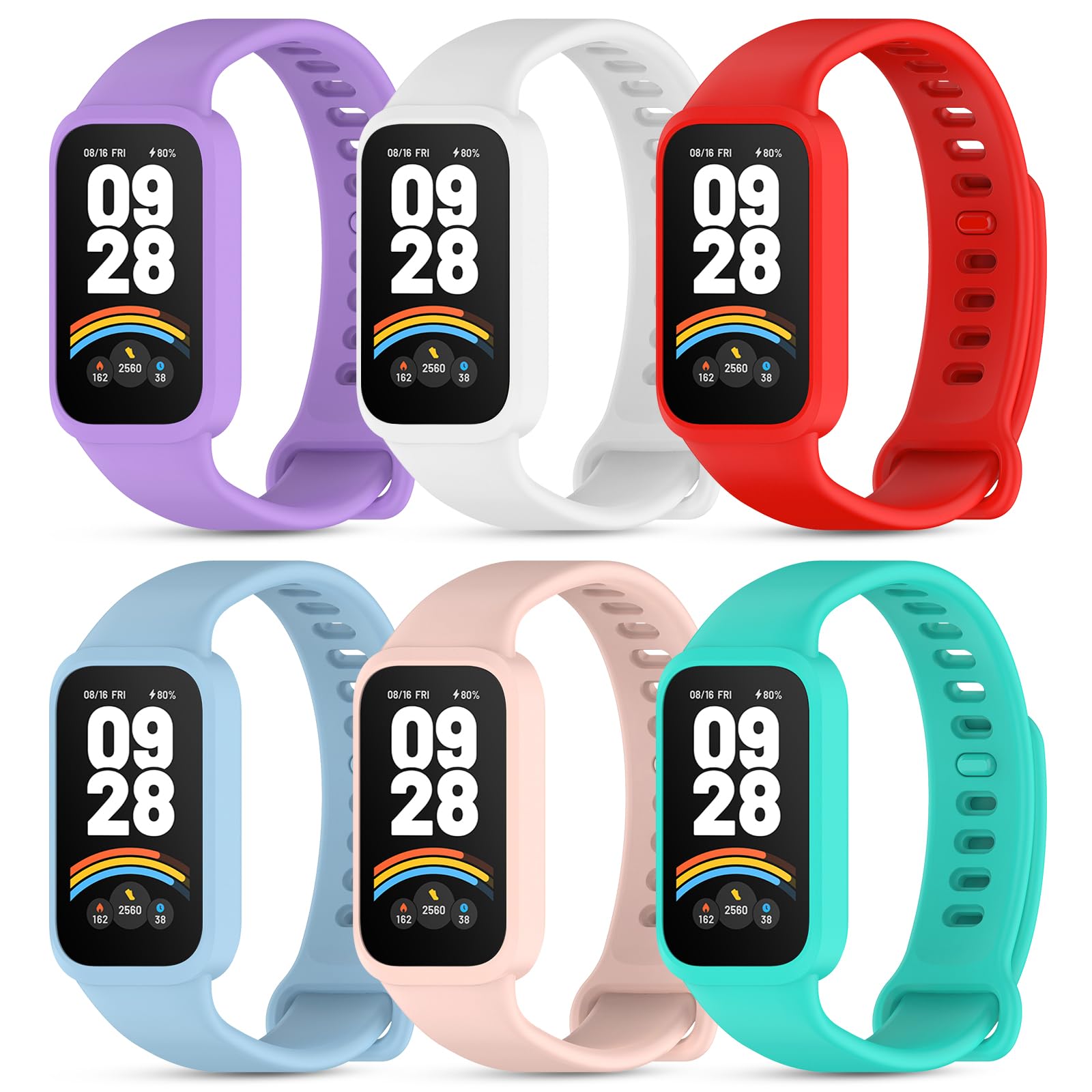 CHULN 6 Pezzi Cinturini Silicone per Xiaomi Smart Band 9 Active