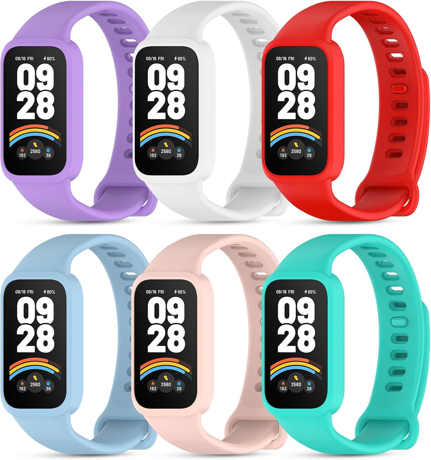 CHULN 6 Pezzi Cinturini Silicone per Xiaomi Smart Band 9 Active - immagine 1