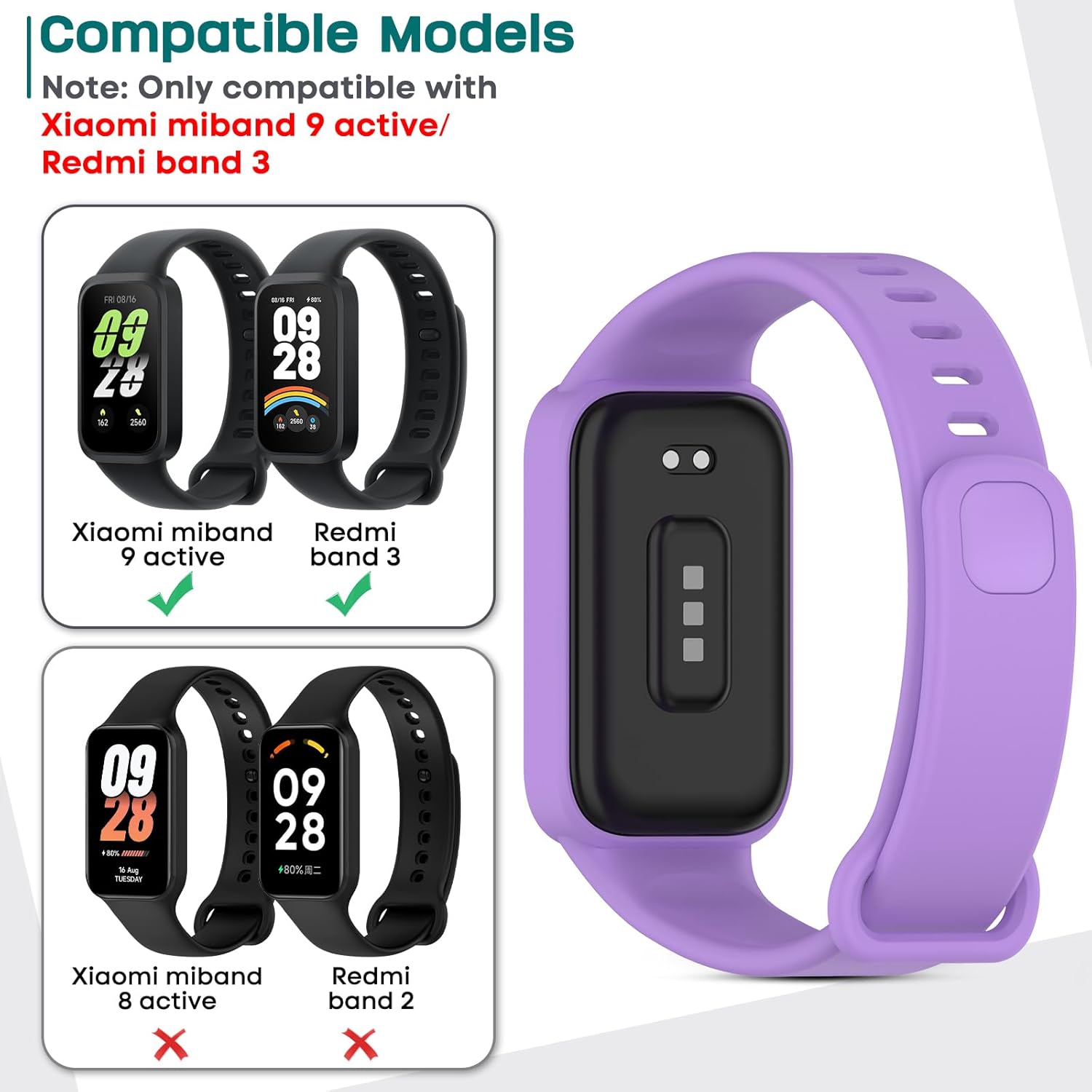 CHULN 6 Pezzi Cinturini Silicone per Xiaomi Smart Band 9 Active - immagine 3