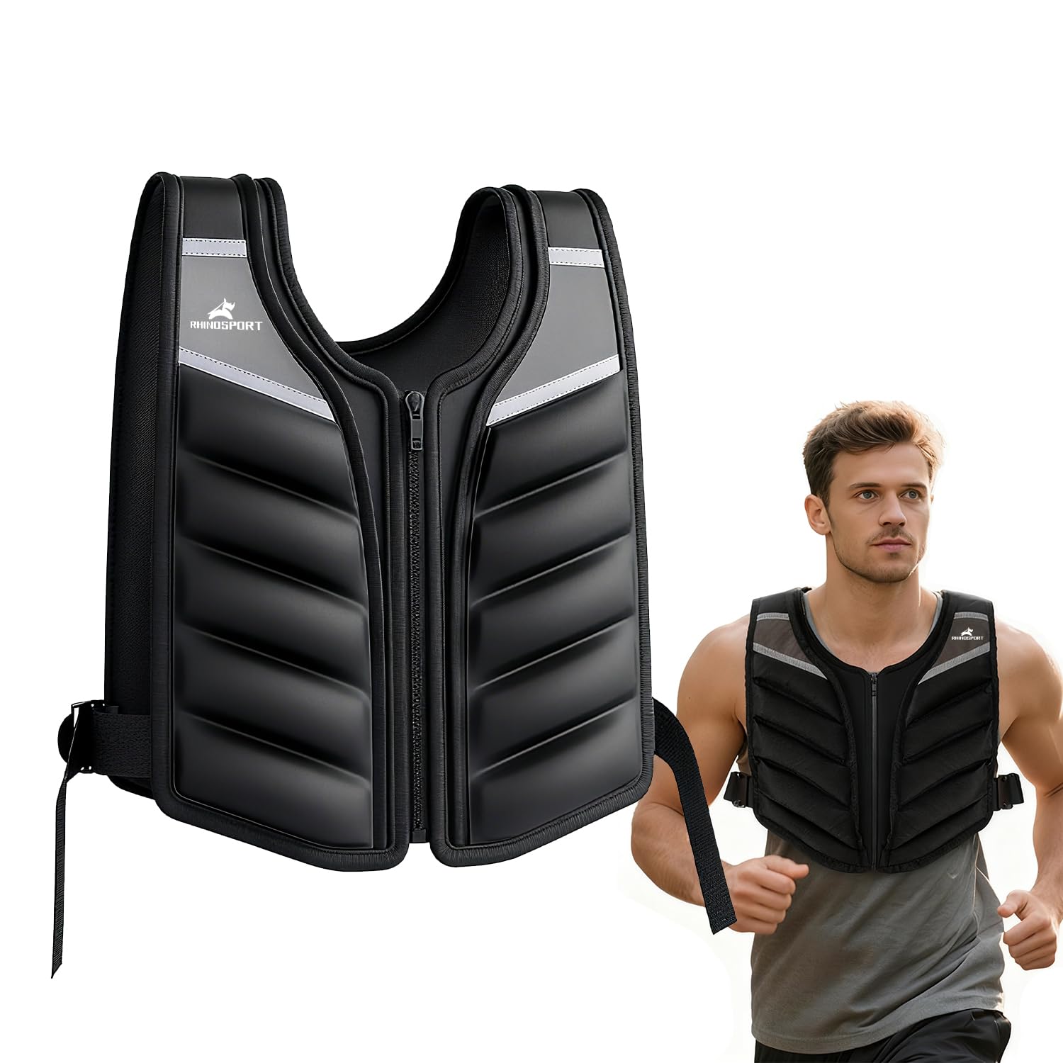 Gilet Ponderato Fitness con Strisce Riflettenti
