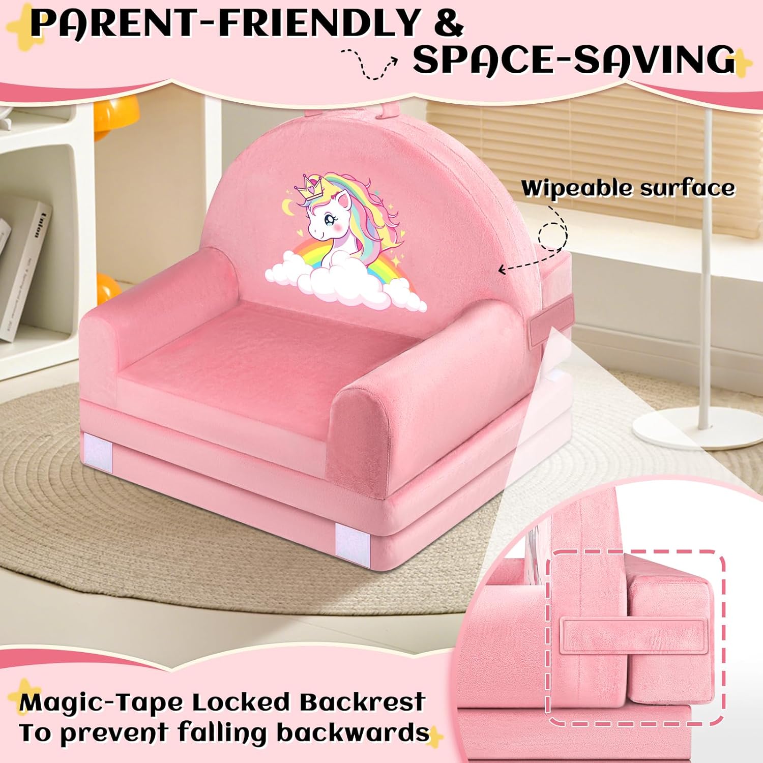 Divano per Bambini Orso - Sedia Pieghevole 2 in 1 - immagine 6