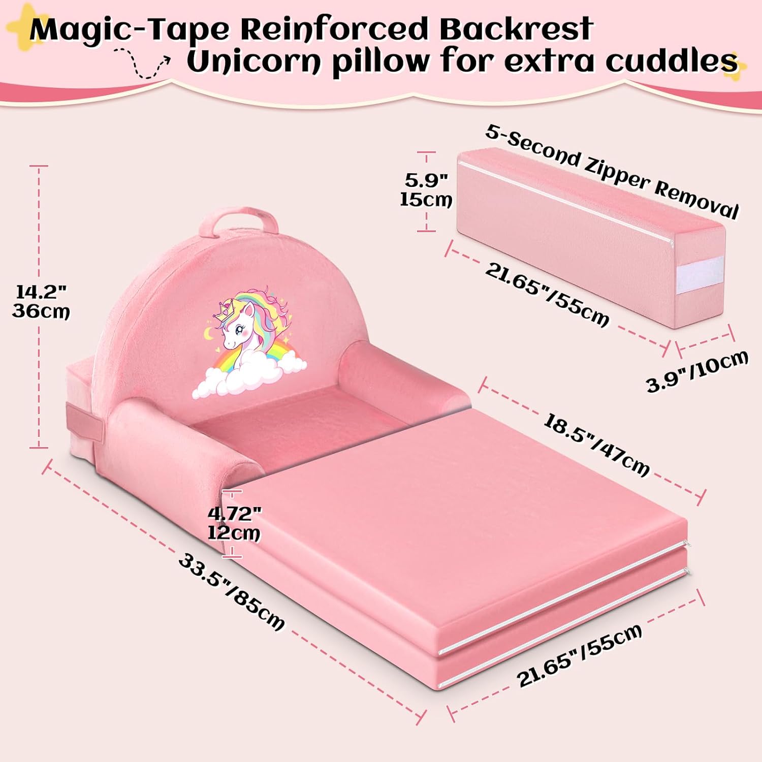 Divano per Bambini Orso - Sedia Pieghevole 2 in 1 - immagine 7