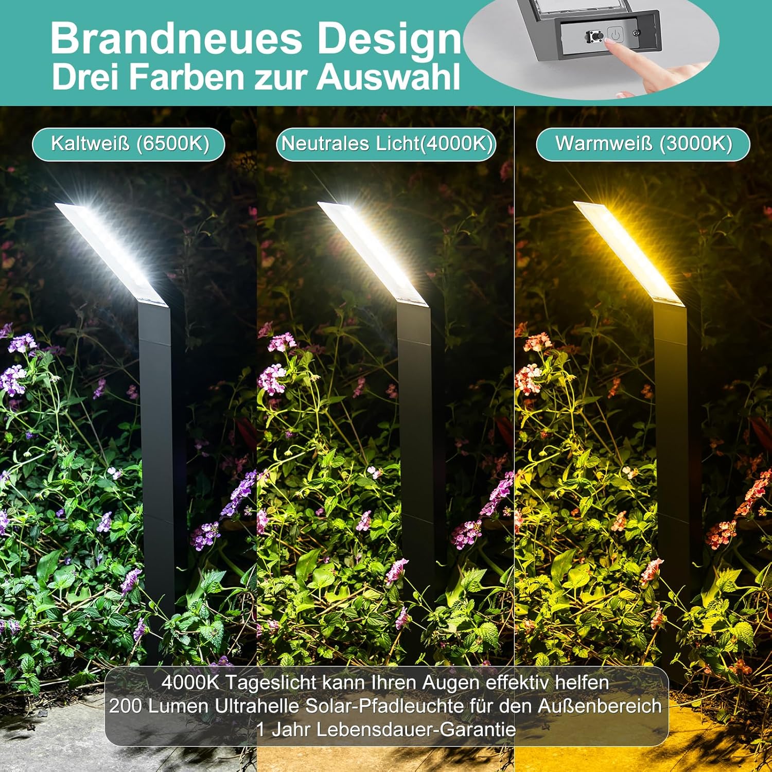 Agotd Lampada Solare per Esterni da Giardino - 4 Pezzi - immagine 2