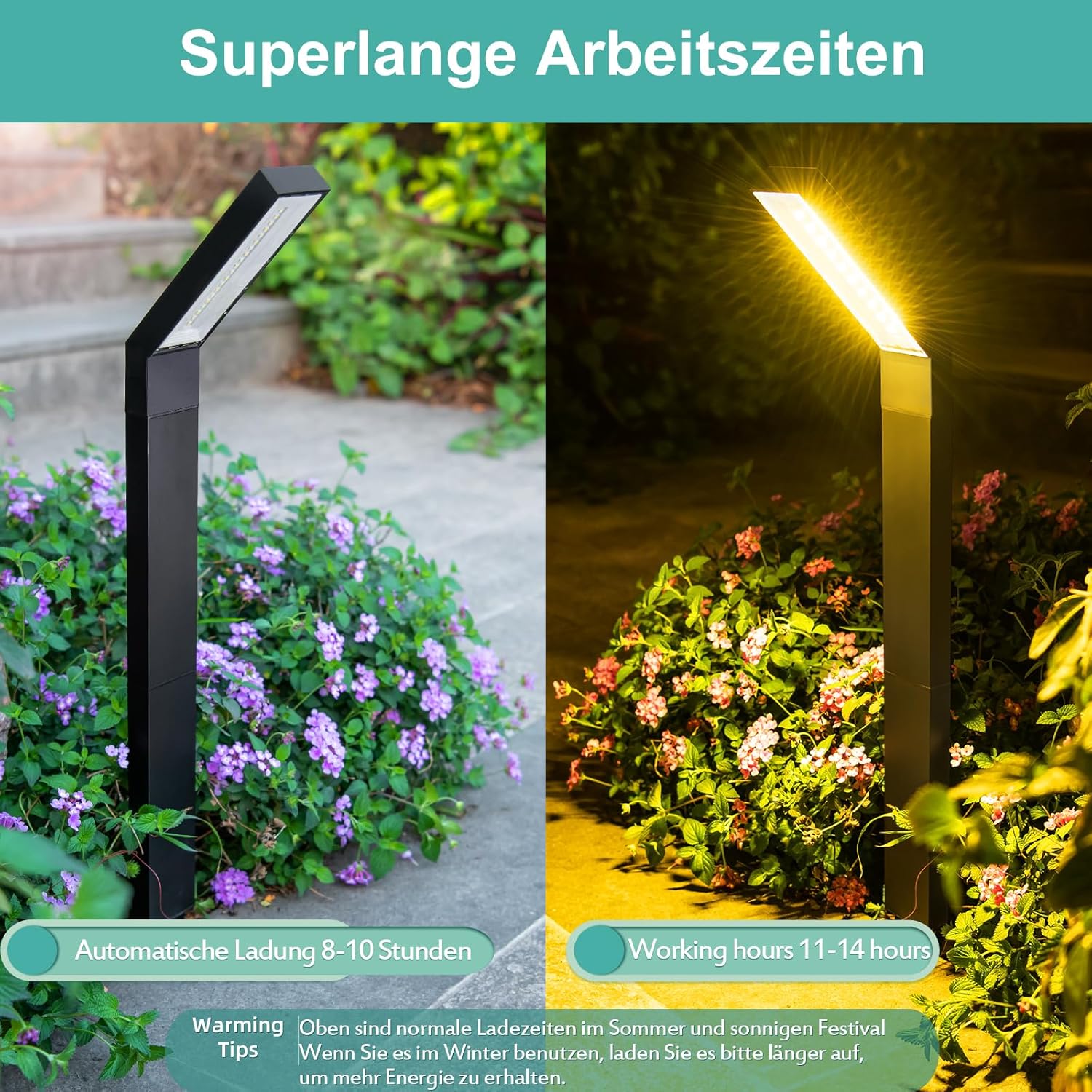 Agotd Lampada Solare per Esterni da Giardino - 4 Pezzi - immagine 6