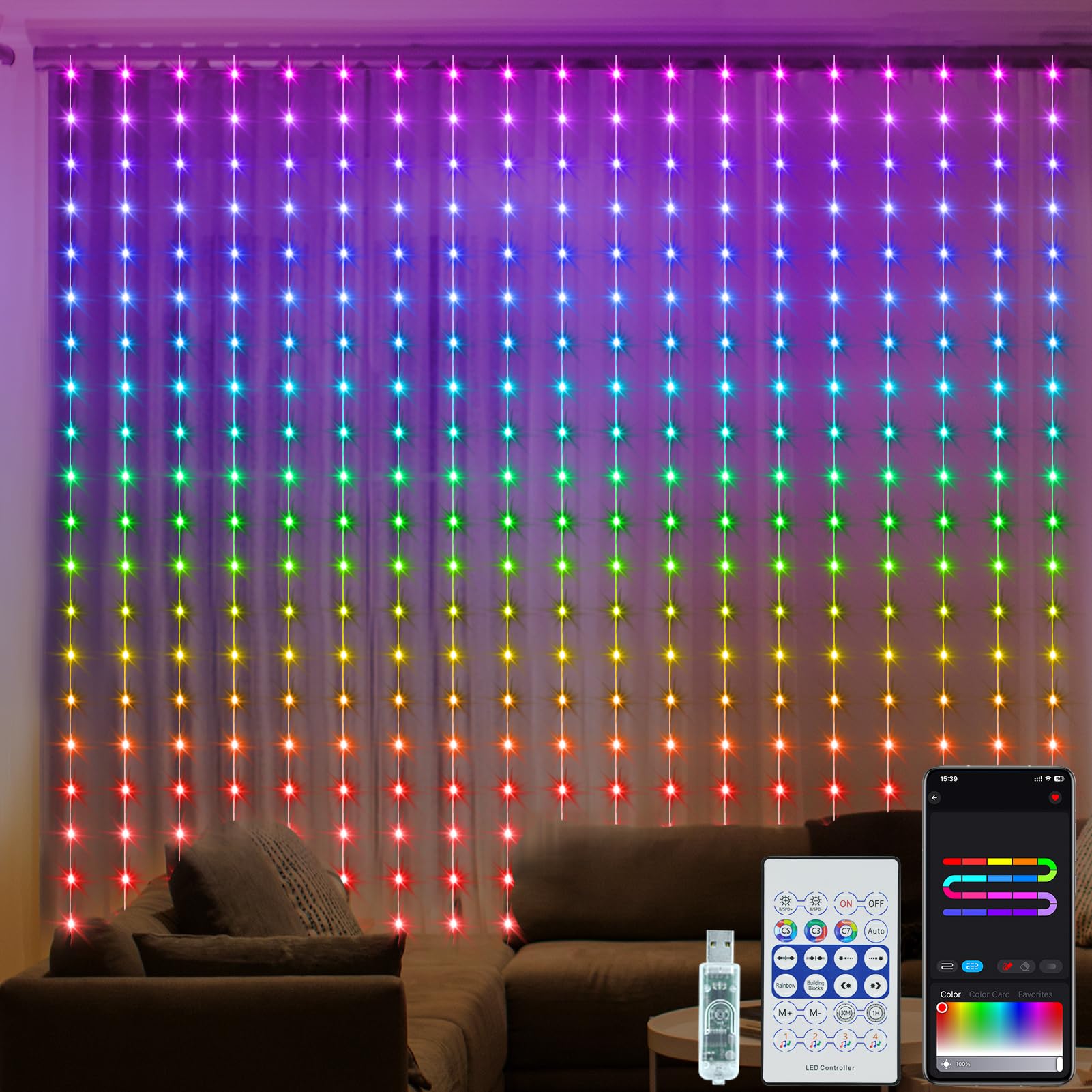 Dbfairy Tenda Luminosa a LED 300 Luci 2x3m