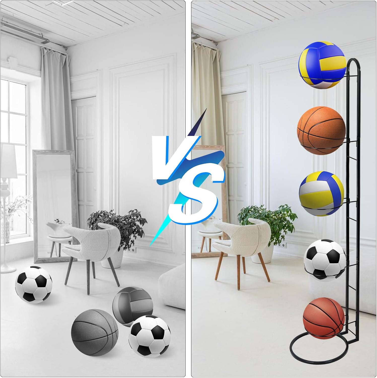 Xiaqica Rastrelliera Porta Palloni Verticale 5 Strati - immagine 6