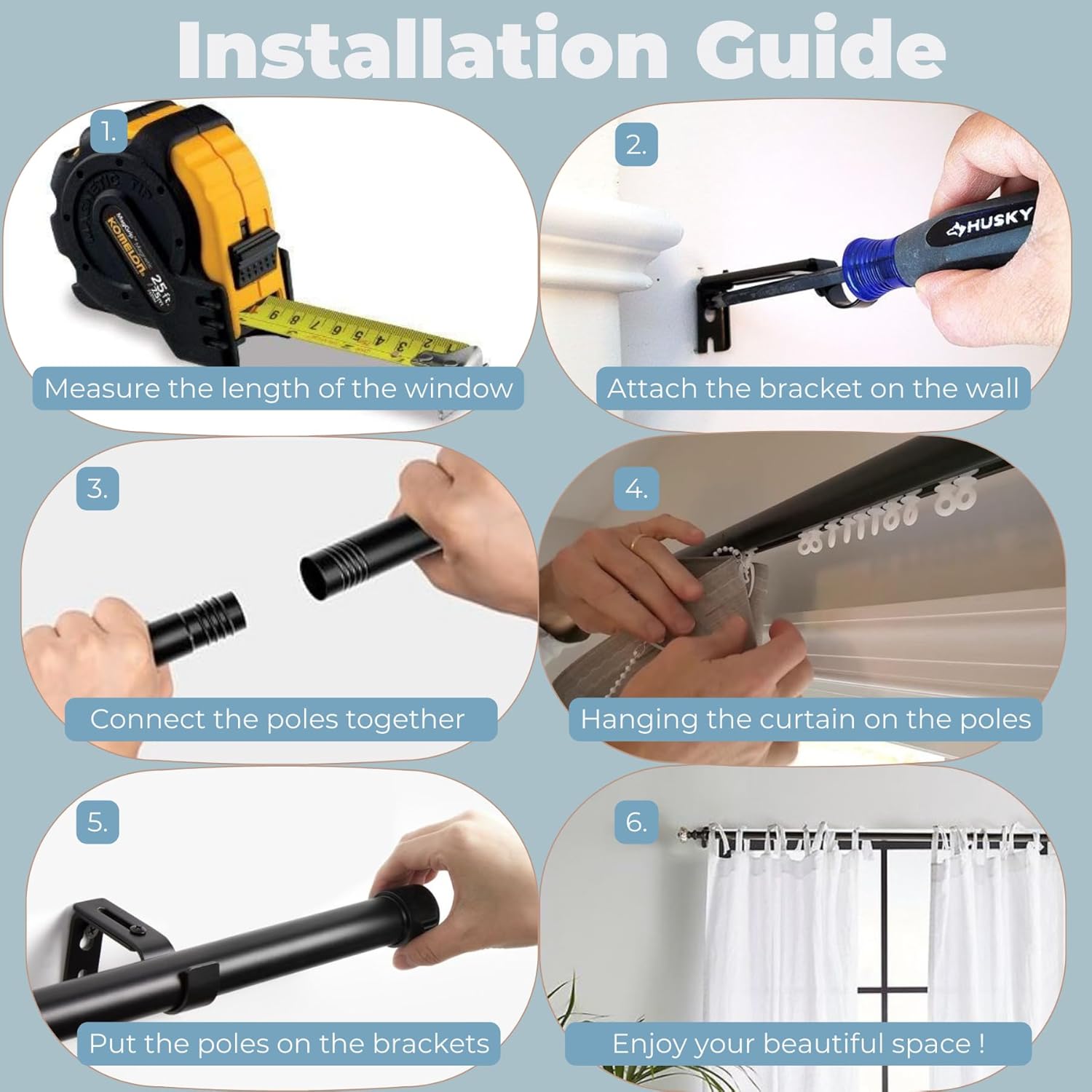 Bastoni Tende per Interni 109-435cm con Staffe e Terminali - immagine 2